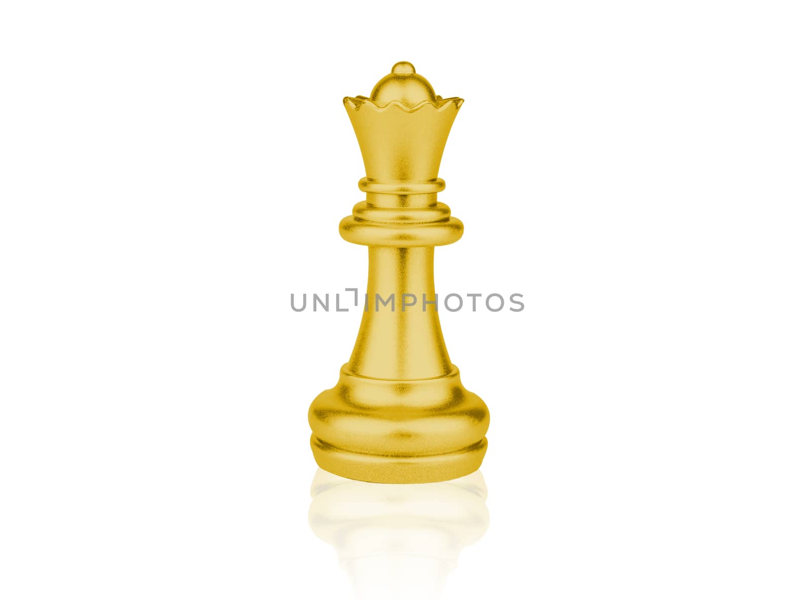 The gold Queen Chess pieces battle isolated on white background with clipping path