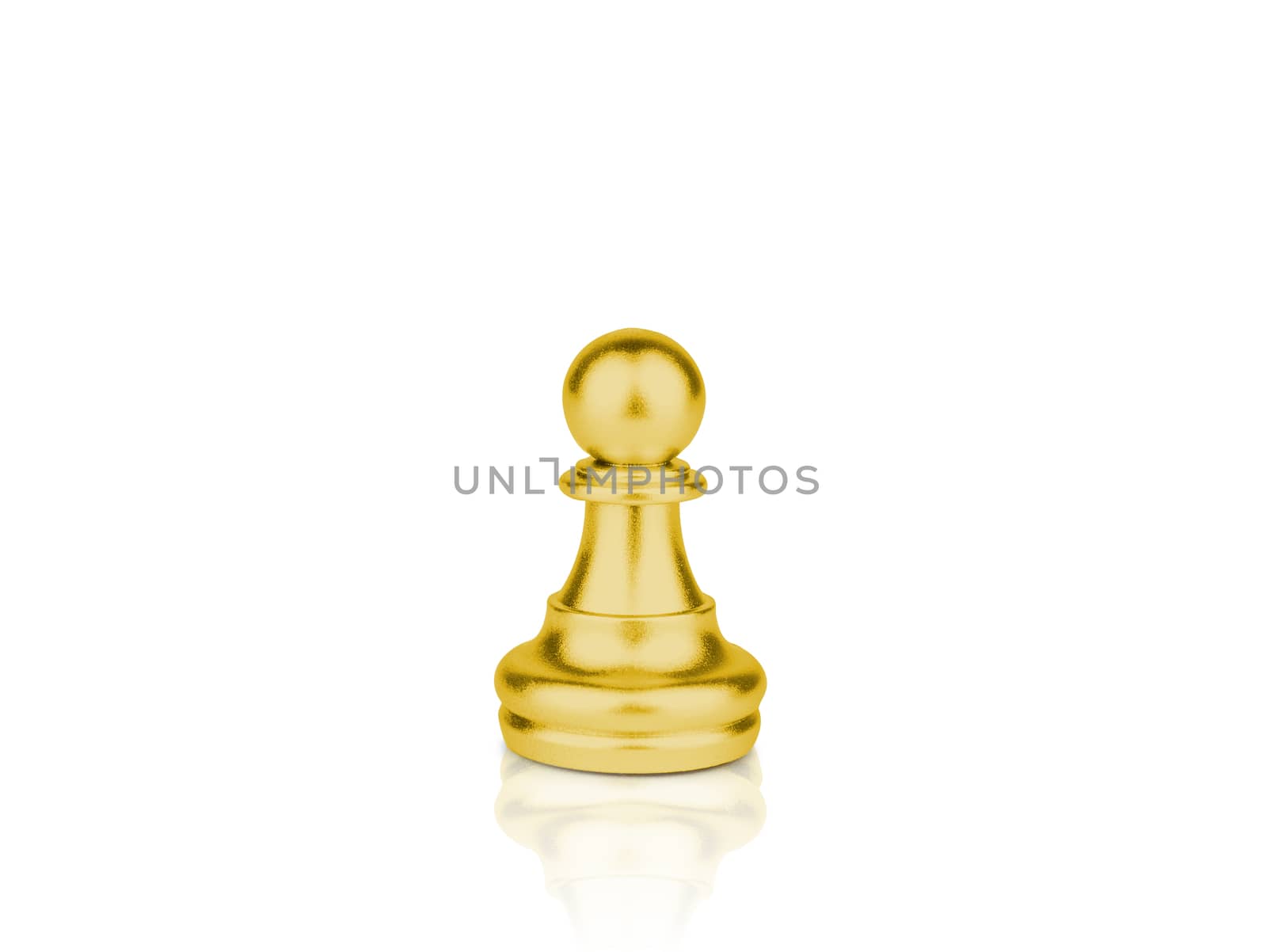 The gold Pawn Chess pieces battle isolated on white background with clipping path