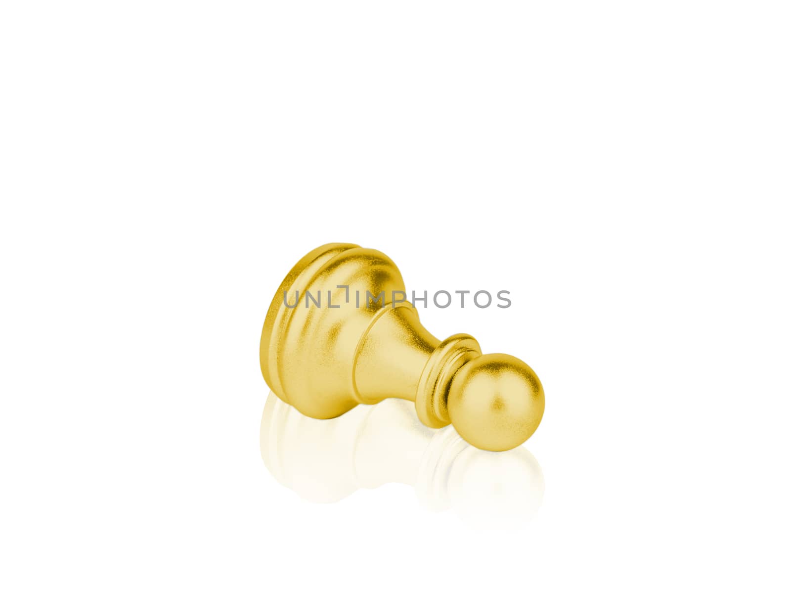 The gold Pawn Chess pieces battle falling isolated on white background with clipping path