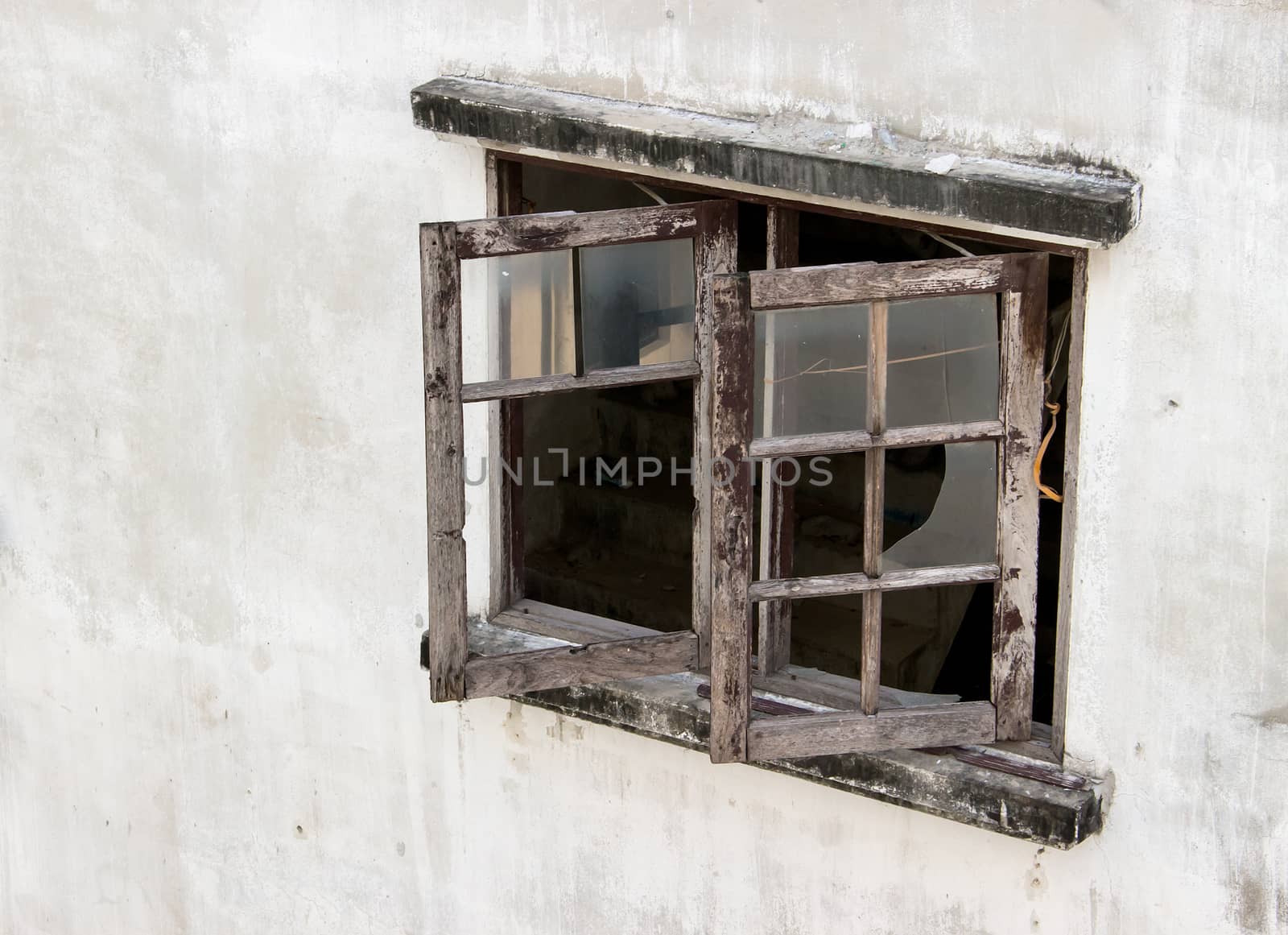 Window on the plaster walls were left to decay.