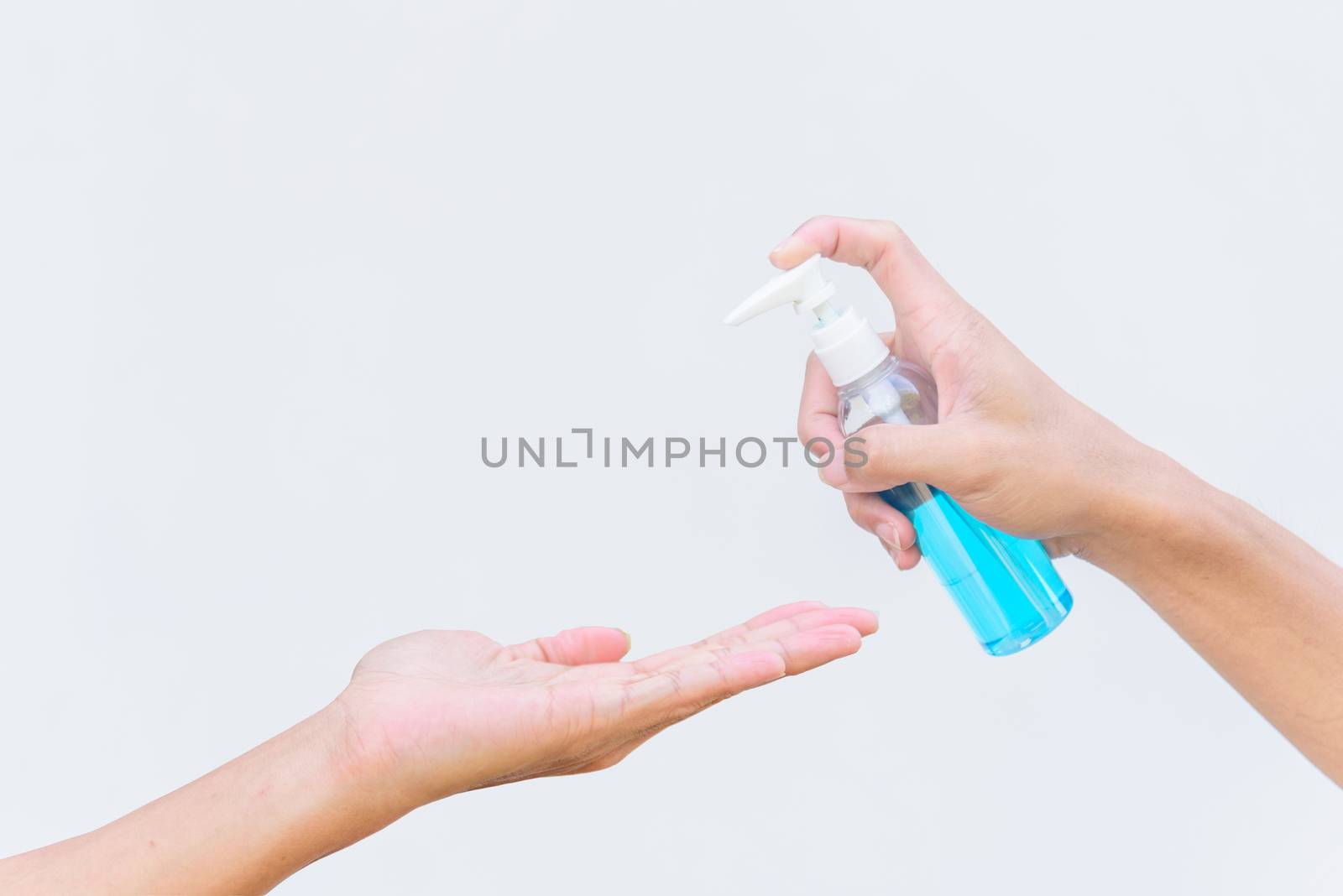 Use sanitizer gel for cleaning the hand for protect health from disease