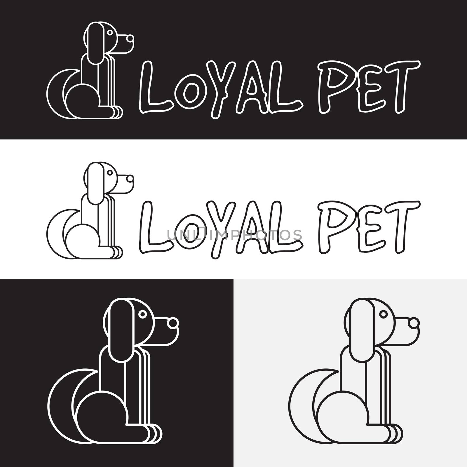 Sitting dog. Vet or zoo shop symbol. Vector