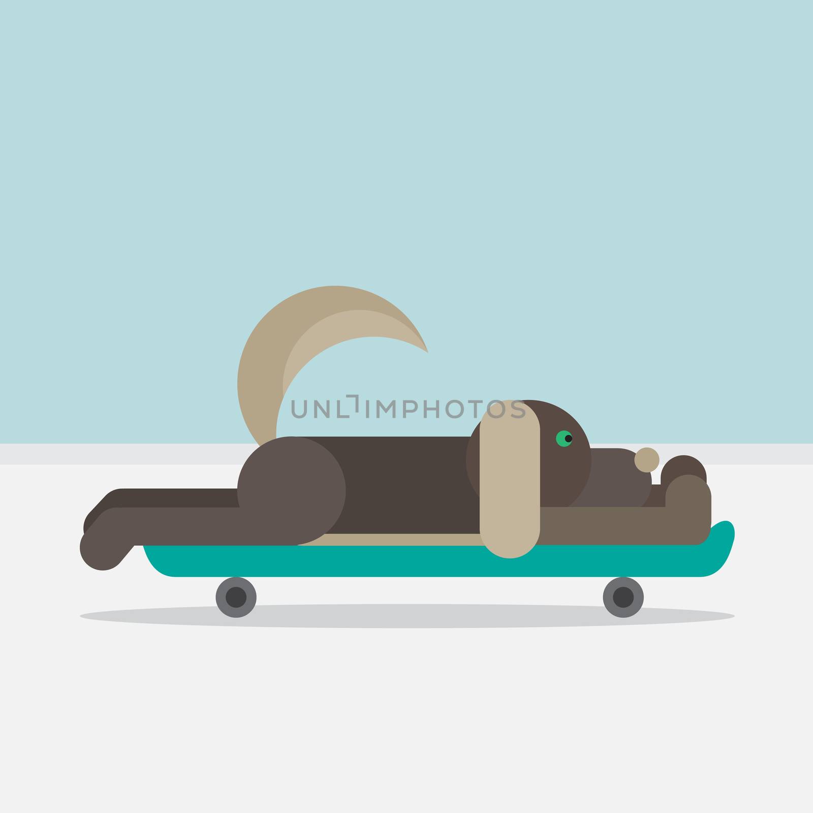 Dog sitting on a skateboard. Vet symbol. Delivery icon. Vector