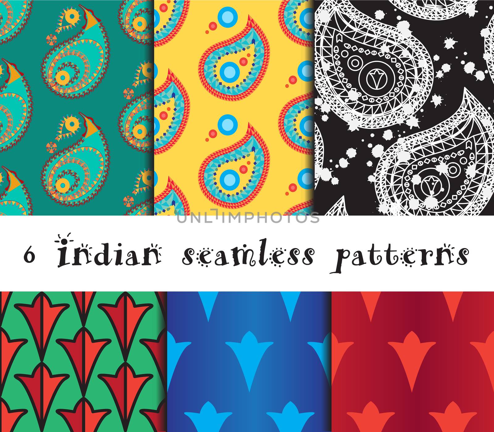 Seamless indian patterns set by barsrsind