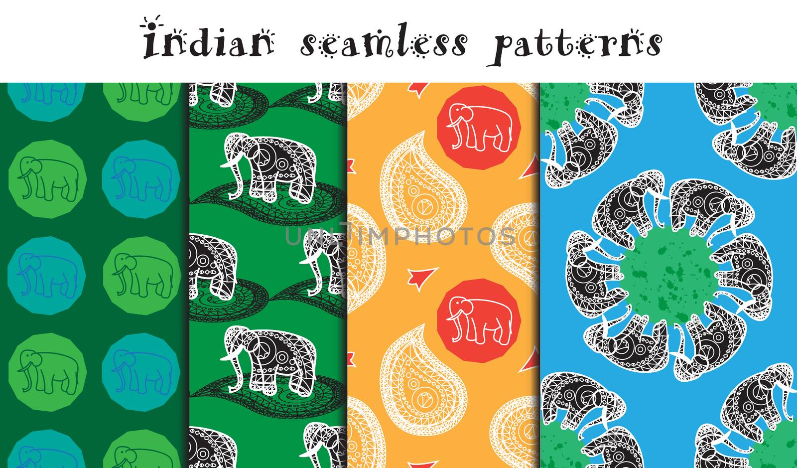 Seamless indian patterns set by barsrsind