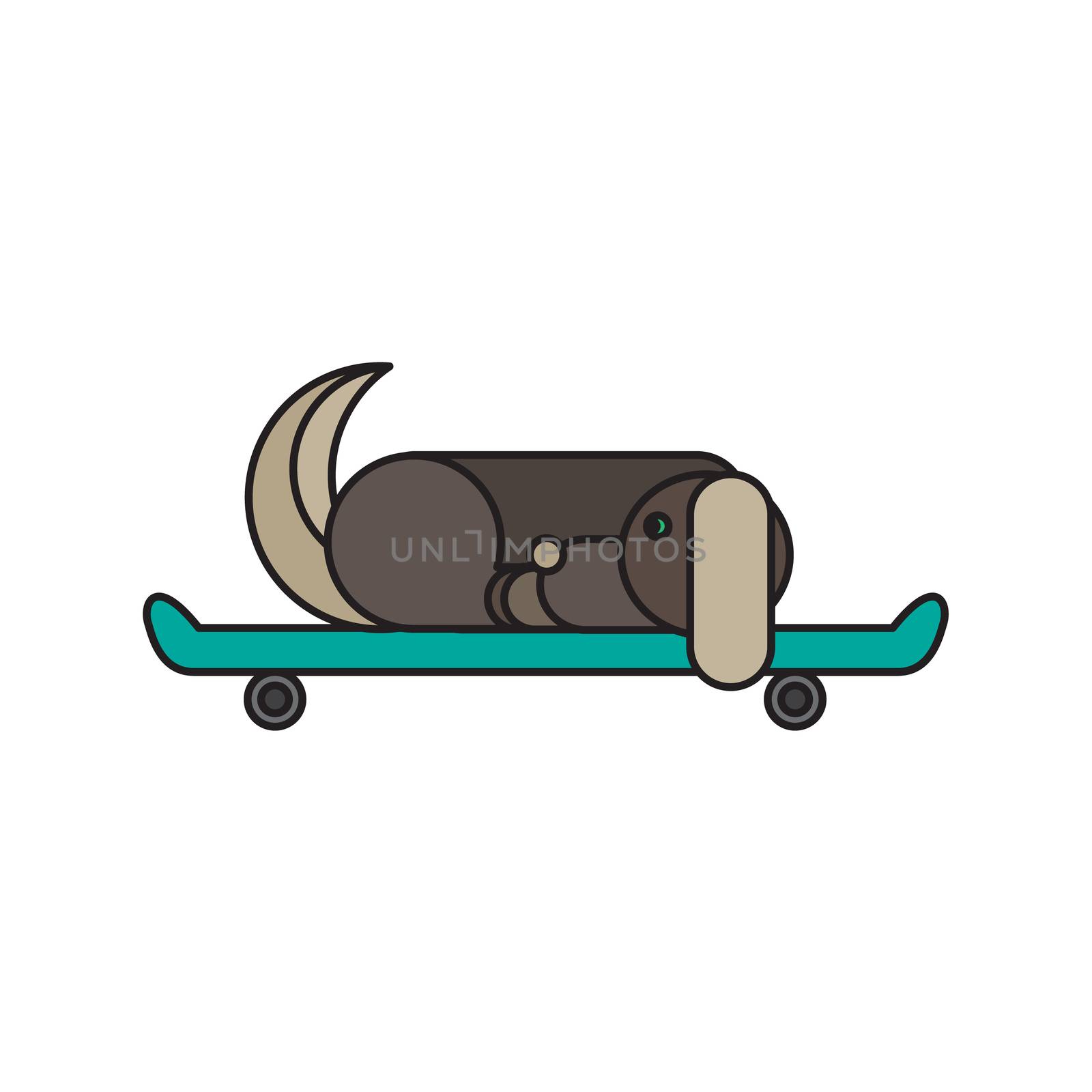 Dog sitting on a skateboard. Vet symbol. Delivery icon. Vector