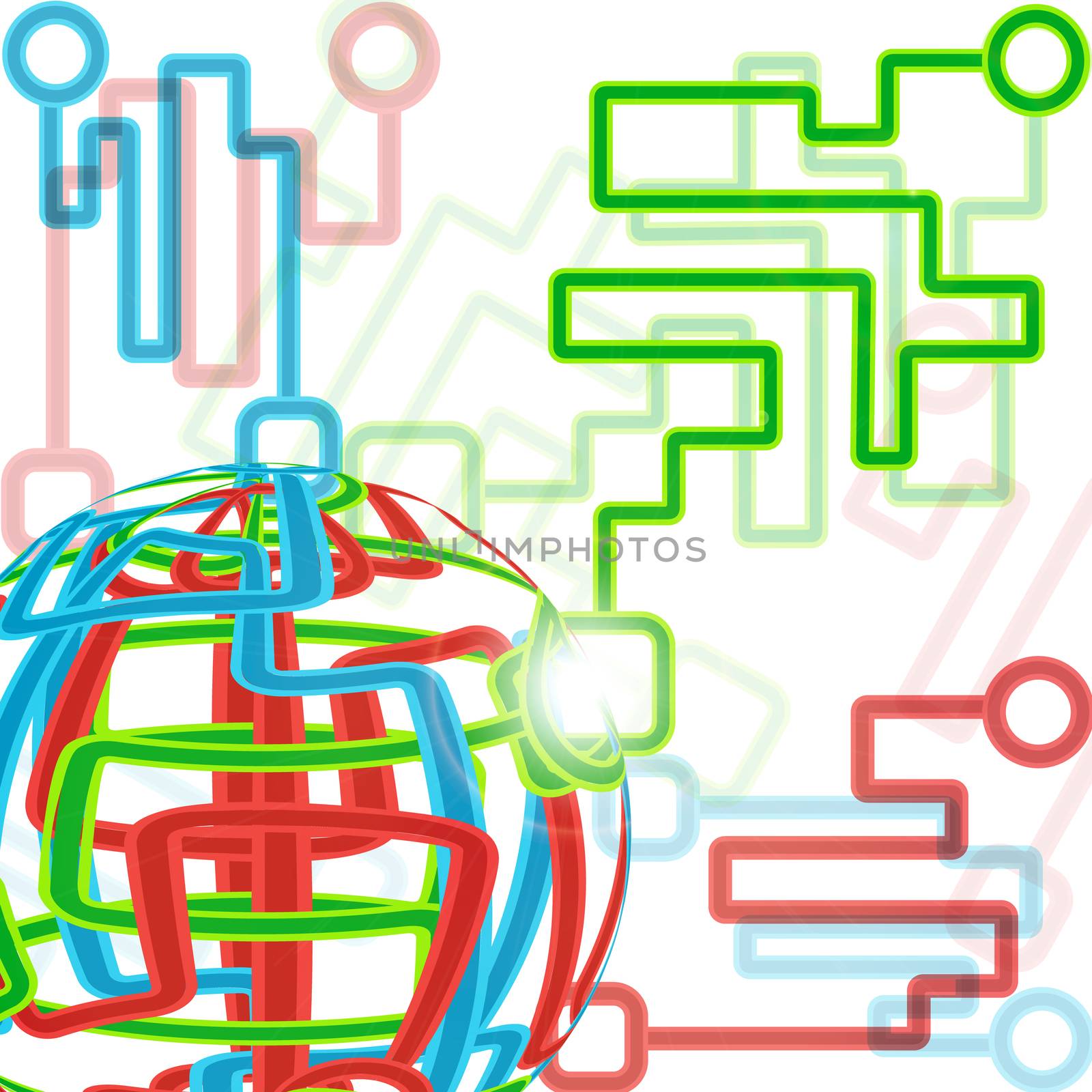 Network and internet illustarion, background with channels. Vector