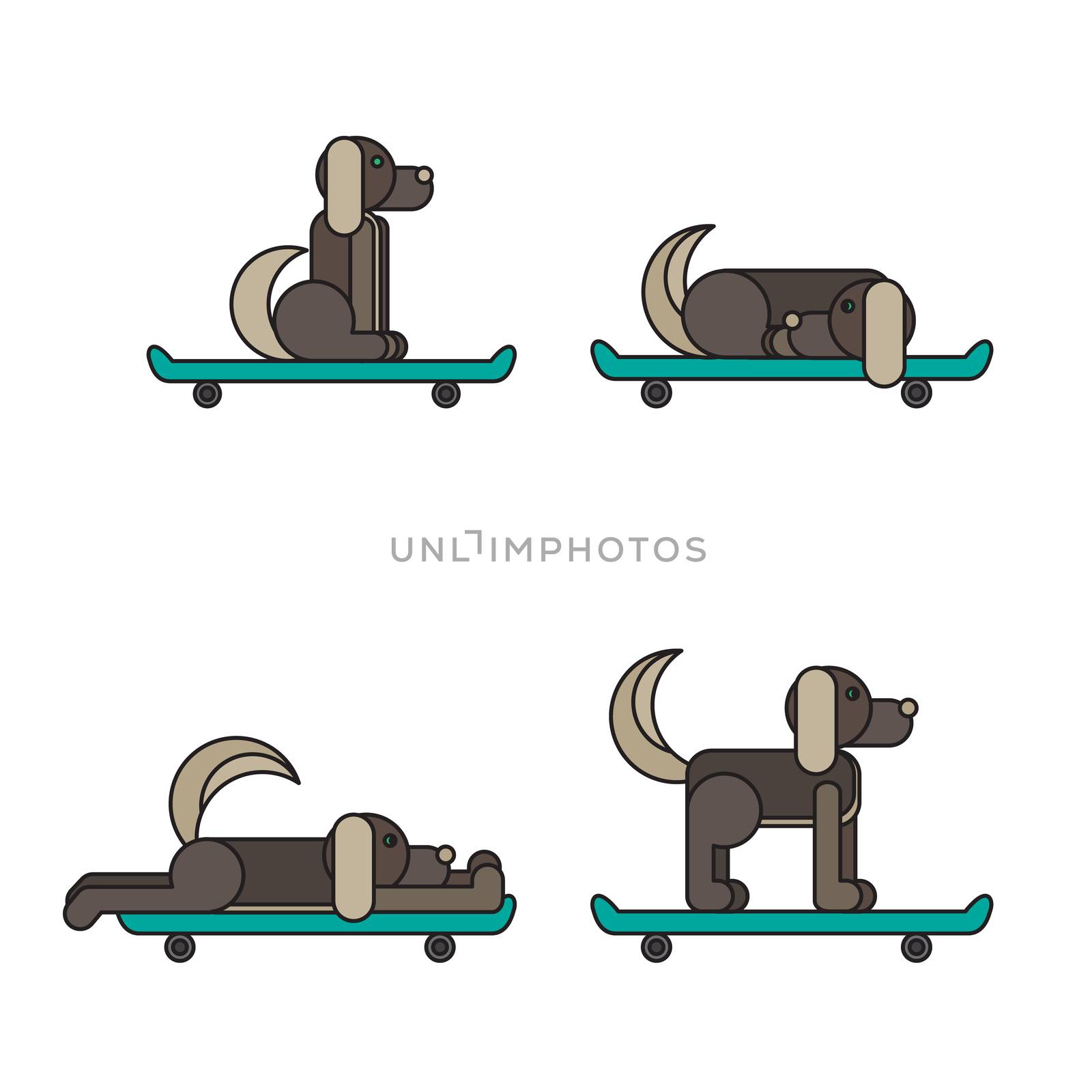 Dog sitting on a skateboard. Vet symbol. Delivery icon. Vector