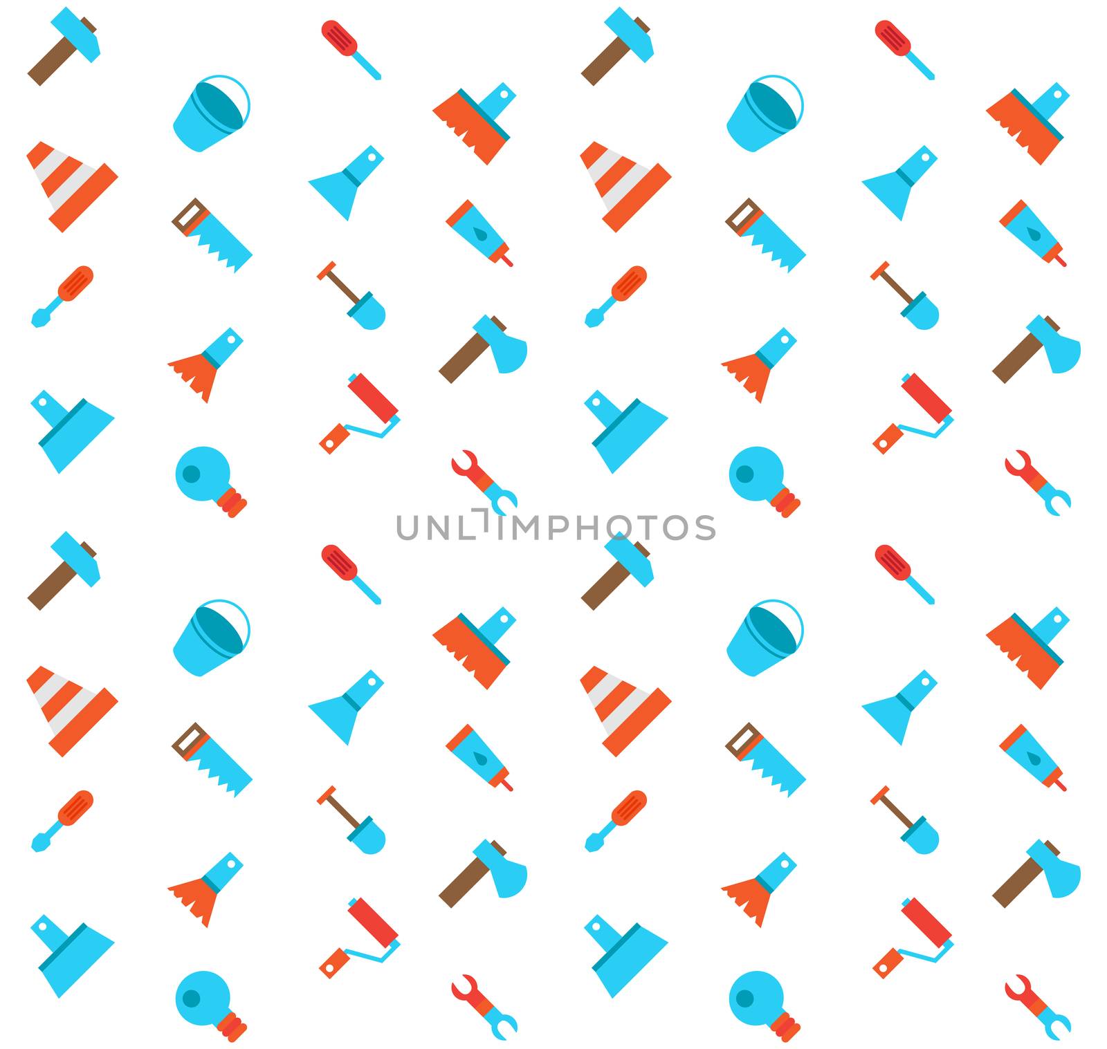 Constructing and building icons seamless pattern. Repair symbols. Vector