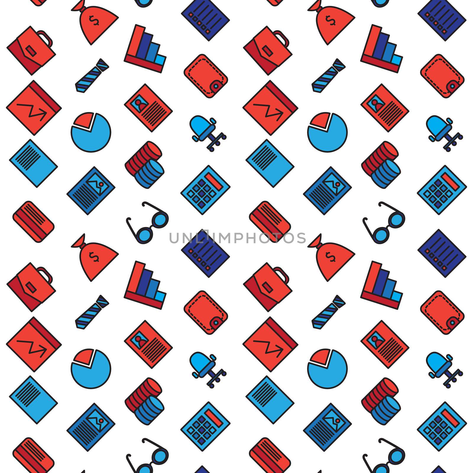 Business icons seamless pattern. Office and document symbols. Vector