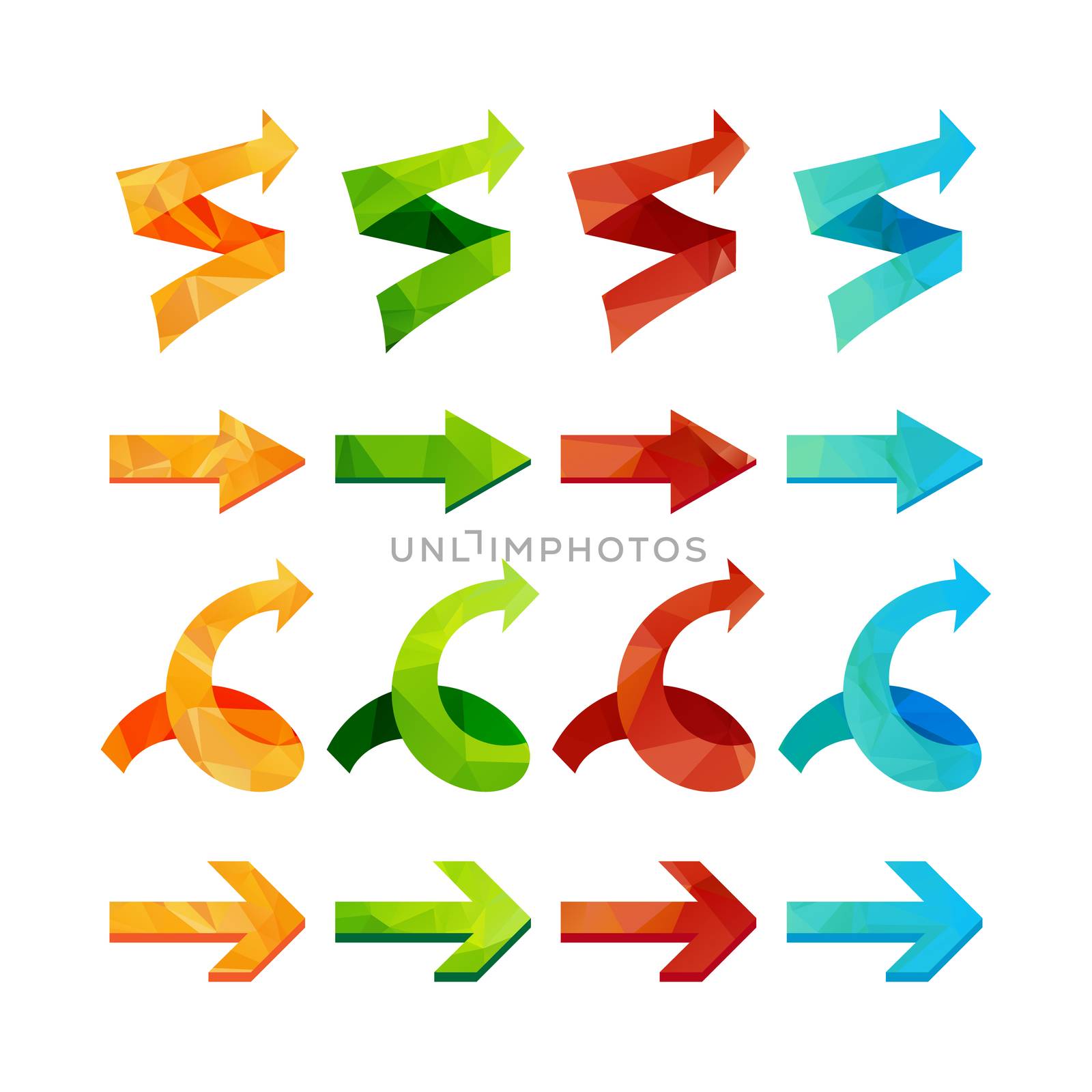 Isolated triangle polygonal arrows set, undo and previous buttons. Vector