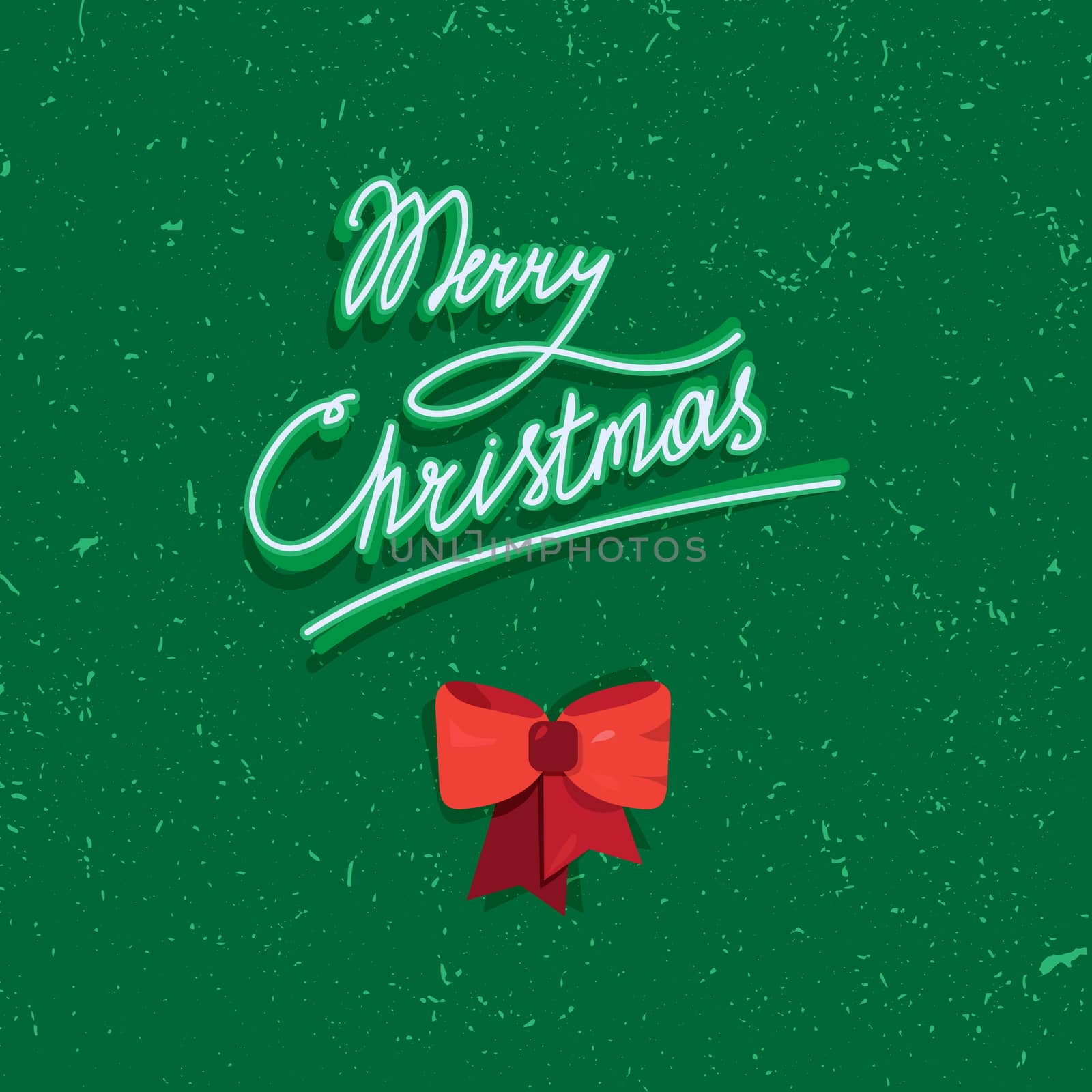 Hand written lettering of Merry Christmas text for greeting card in grunge and vintage style. Vector
