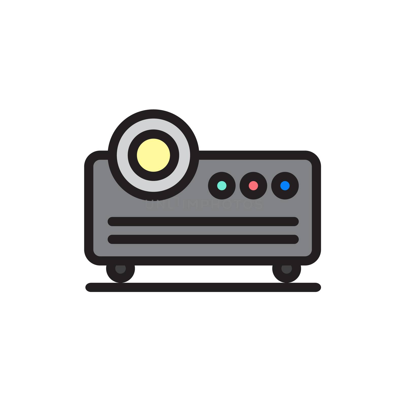 Projector icon for multimedia presentation sessions in modern and cartoon style. Vector
