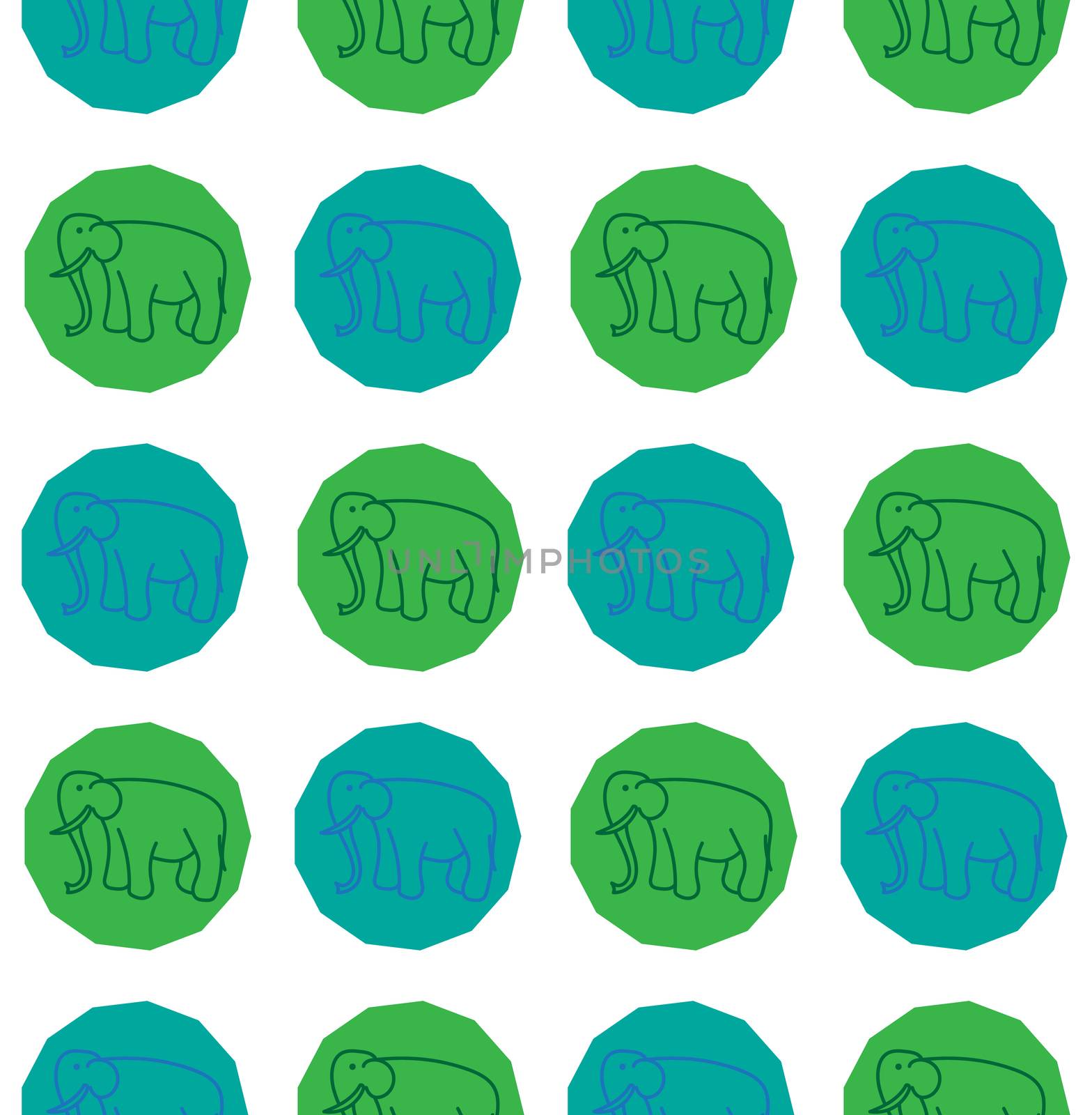 Seamless indian pattern and asian ornament with elephant. Vector