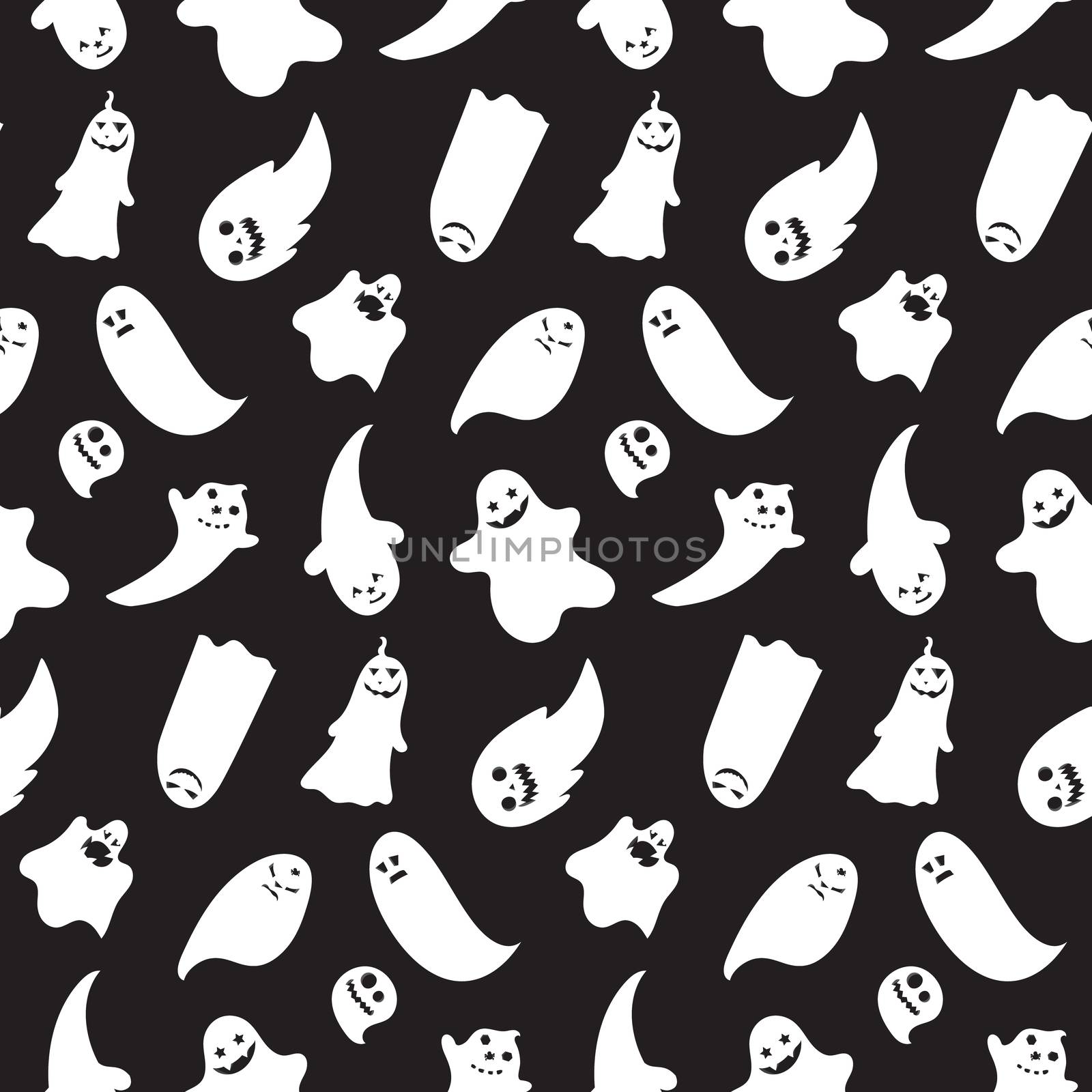 Seamless pattern from halloween emotional ghosts. Vector