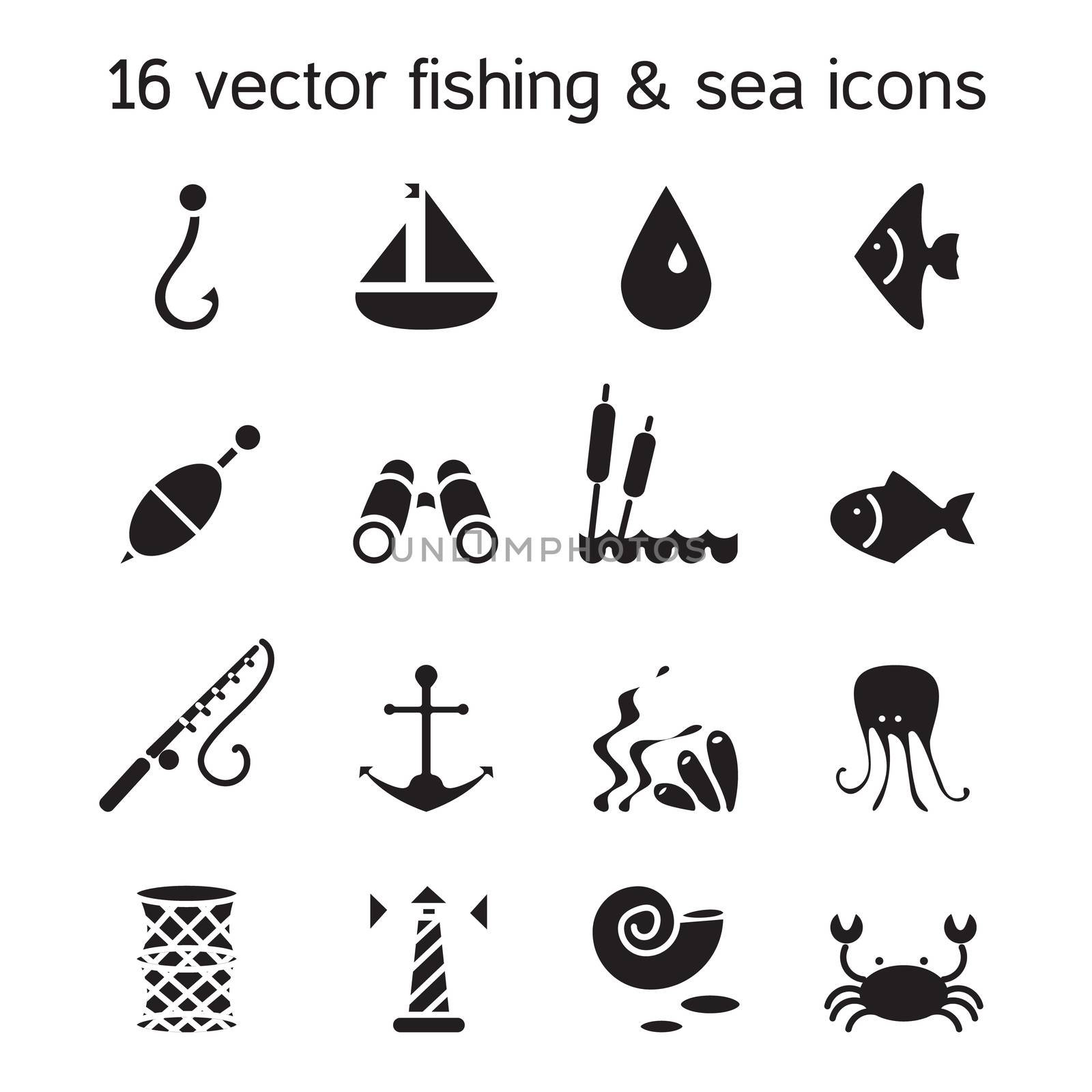 Isolated marine and fishing icons set by barsrsind