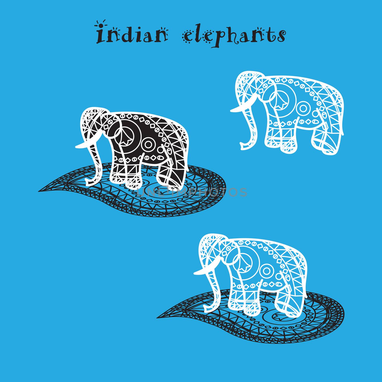 Isolated Indian elepnant and asian illustration. Vector