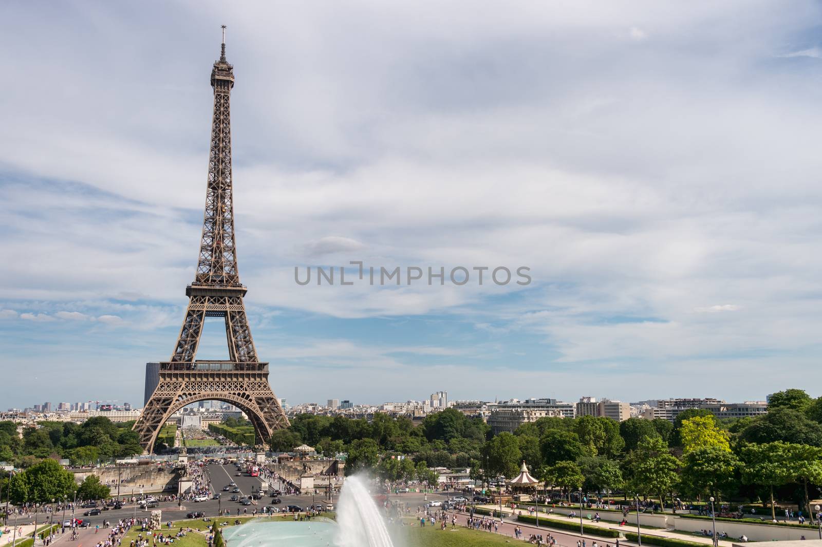 Paris, France - 23 June 2018: Eiffel Tower from Trocadero.