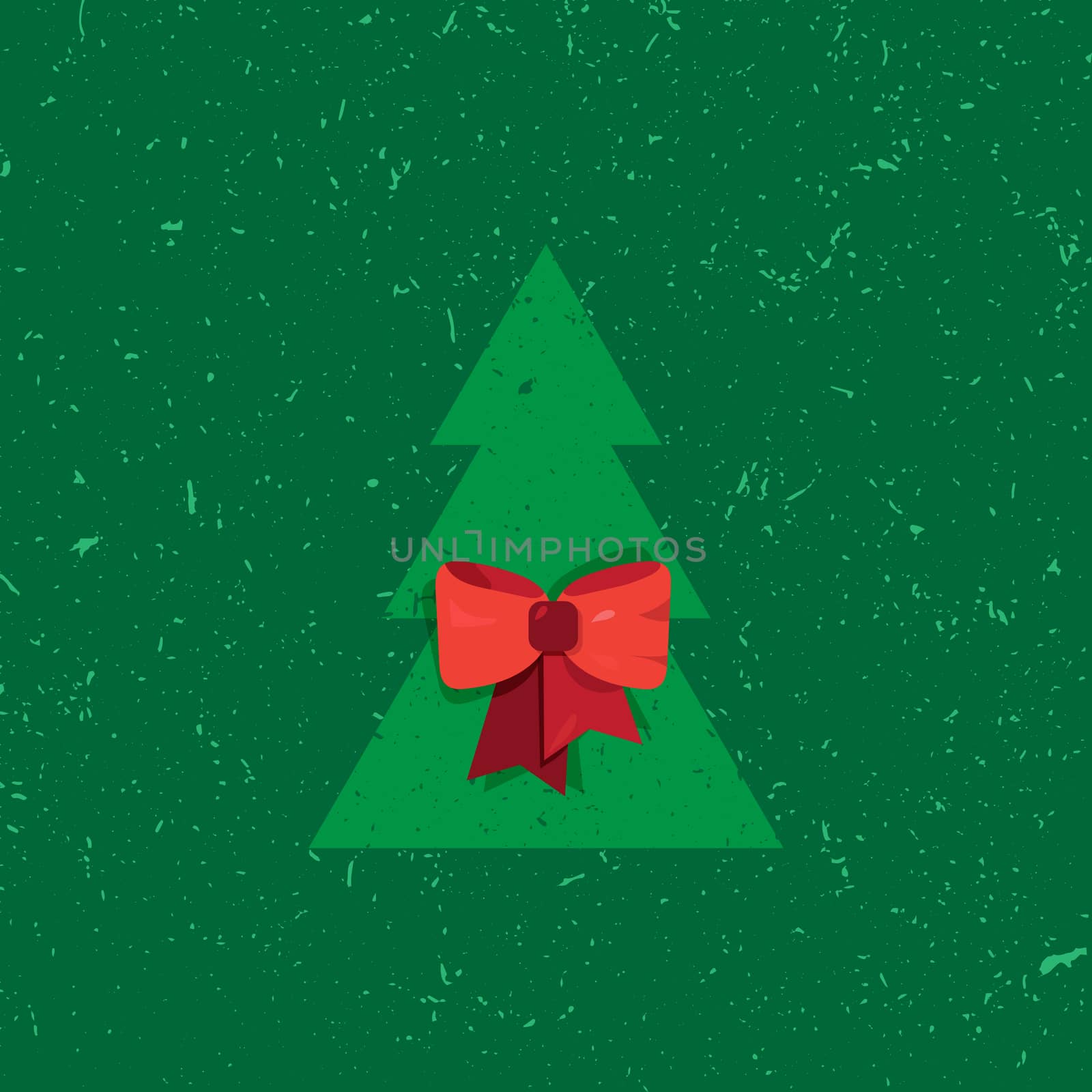 Hand written lettering of Merry Christmas text for greeting card in grunge and vintage style with fir. Vector