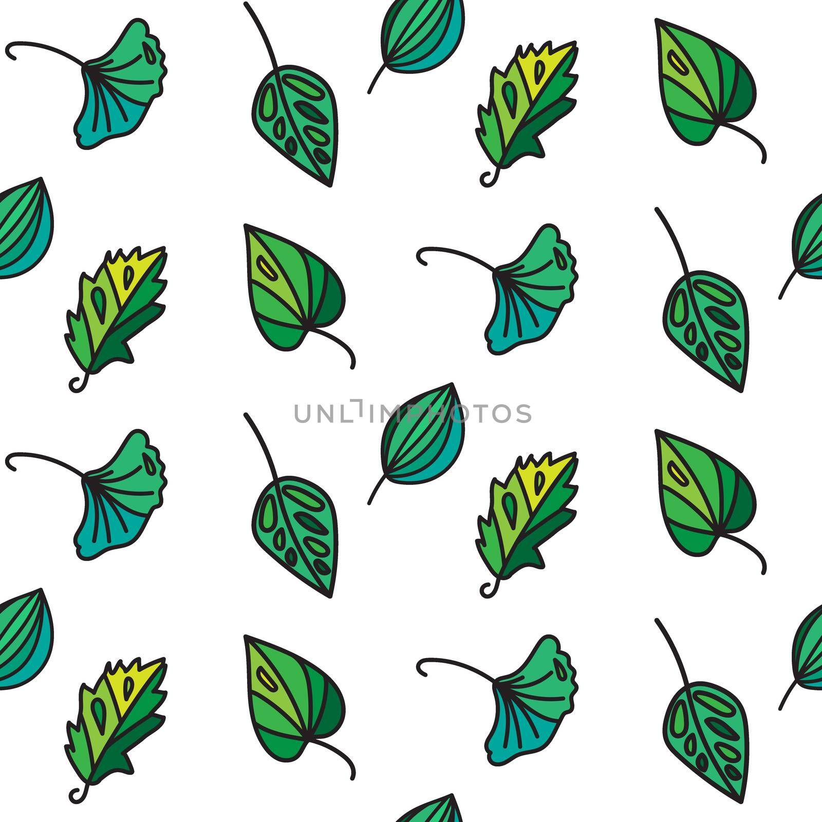 Vintage seamless pattern of leaves. Ecology and nature background. Vector