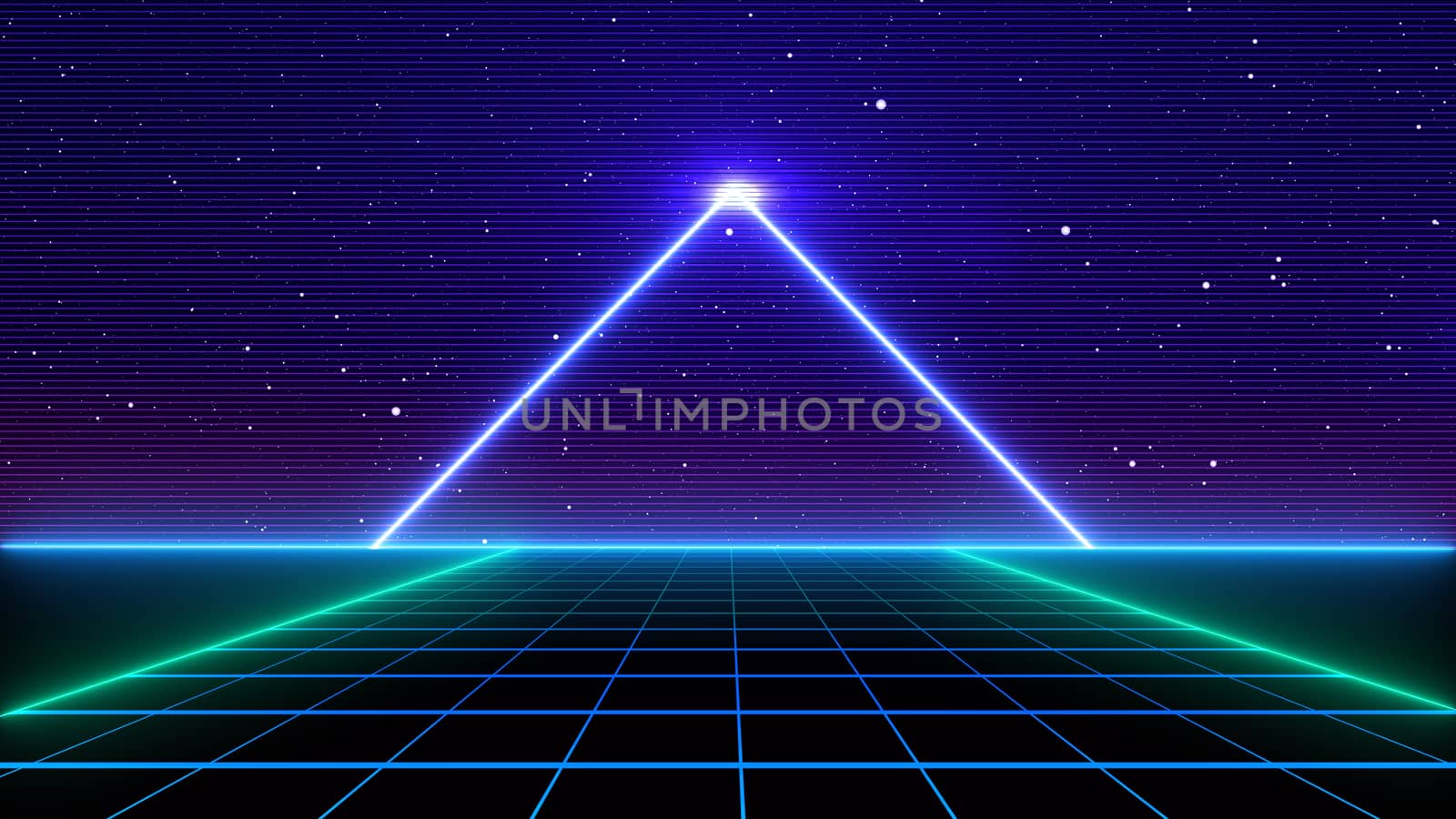 Retro Sci-Fi Background Futuristic landscape of the 80`s. Digital Cyber Surface. Suitable for design in the style of the 1980`s