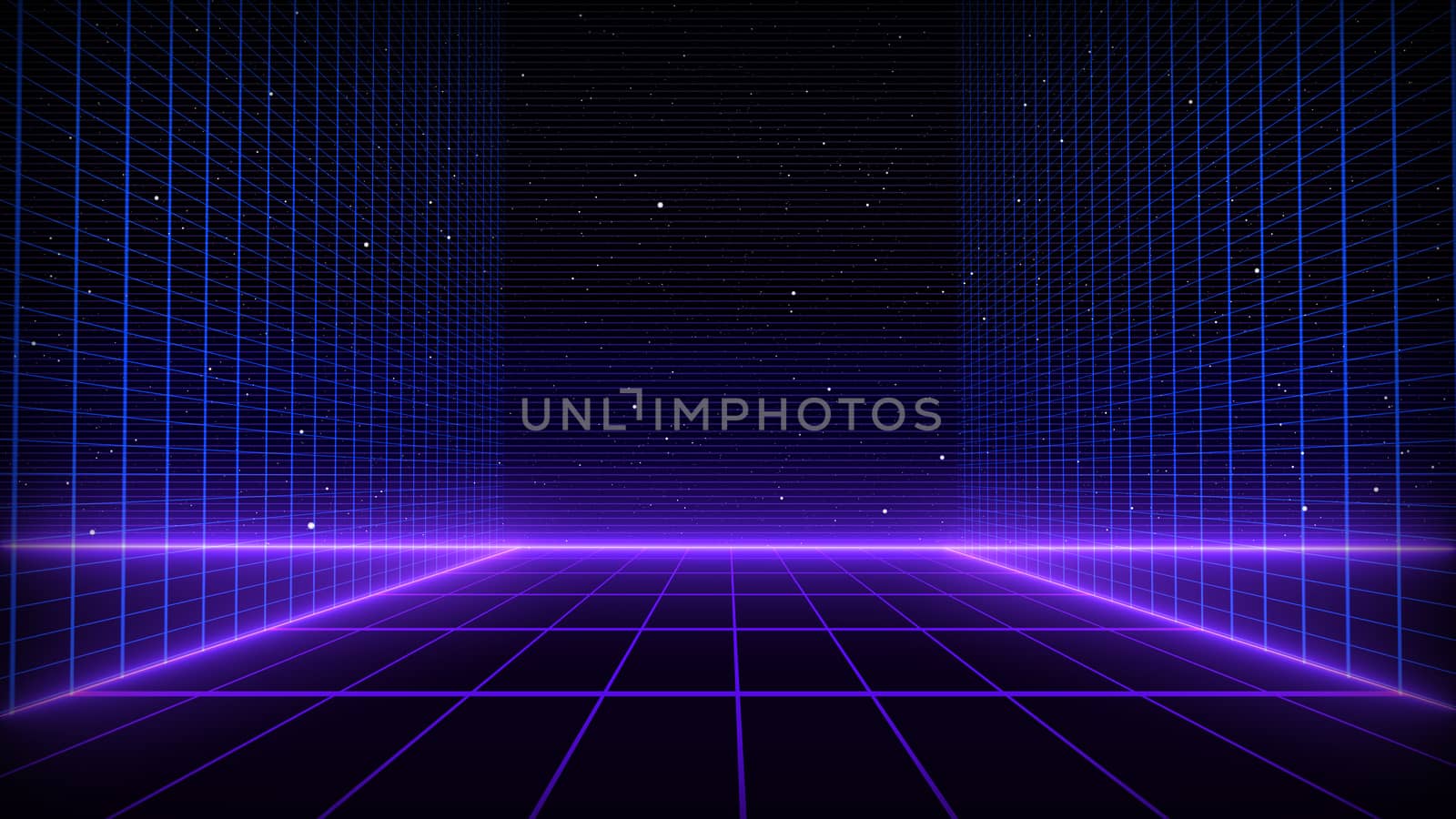 Retro Sci-Fi Background Futuristic landscape of the 80`s. Digital Cyber Surface. Suitable for design in the style of the 1980`s