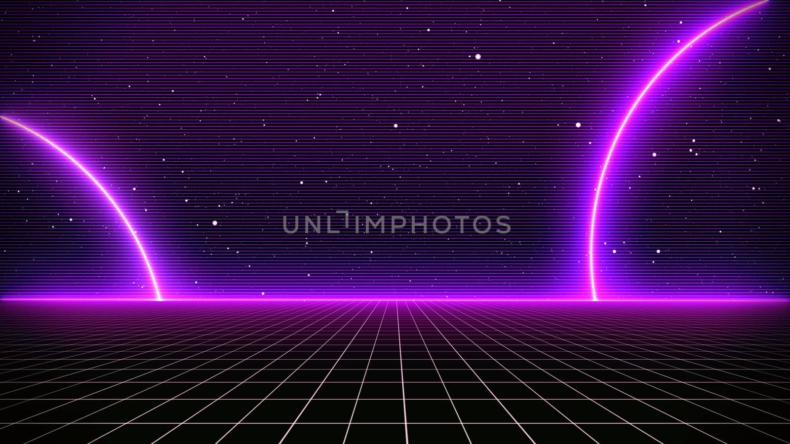 Retro Sci-Fi Background Futuristic landscape of the 80`s. Digital Cyber Surface. Suitable for design in the style of the 1980`s