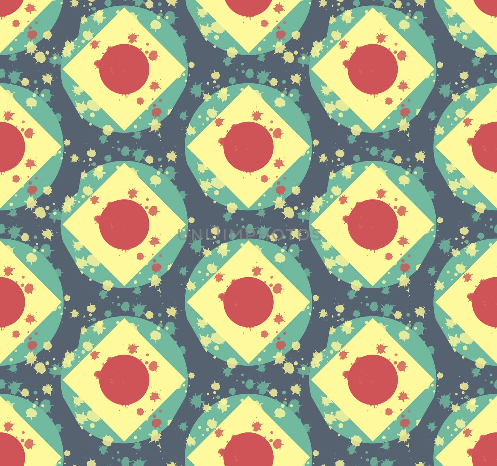 Grunge colorful abstract geometric seamless pattern. Vector