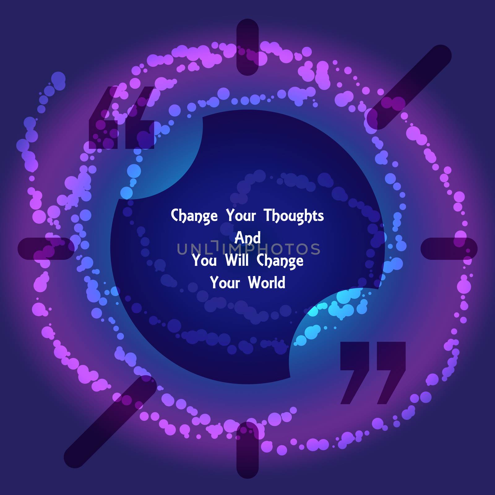 Template of square quote text bubble in form of sun. Motivation quote. Change Your Thoughts And You Will Change Your World. Vector