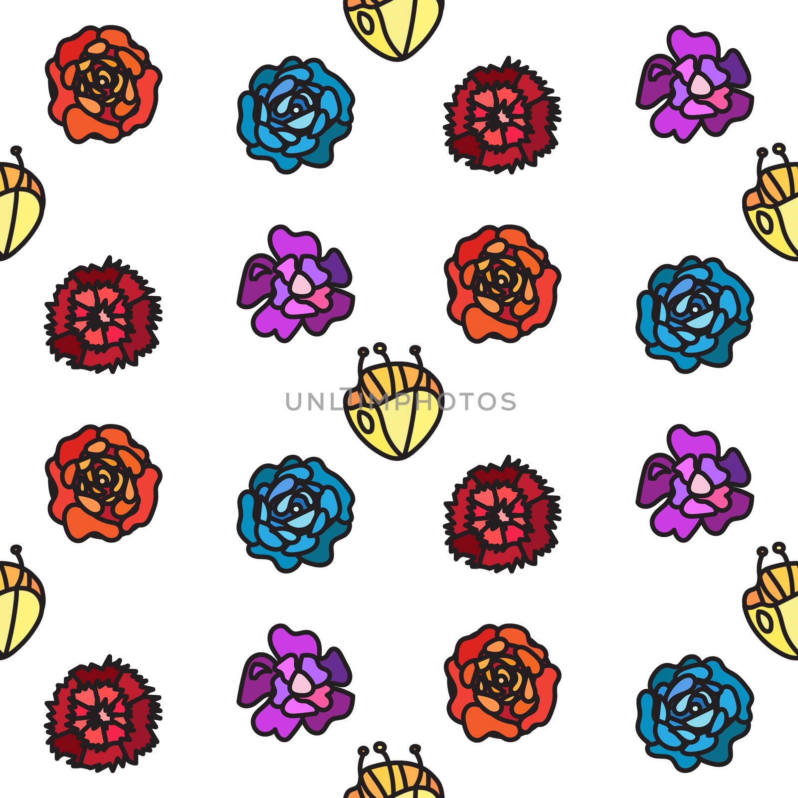 Vintage flowers seamless pattern. Nature background. Vector