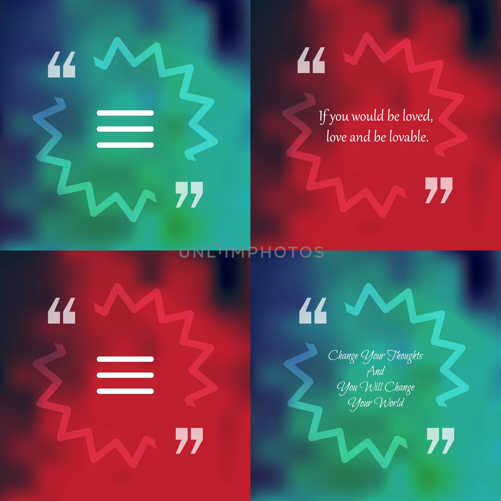 Template of square quote text bubble in form of star. Motivation quote. Change Your Thoughts And You Will Change Your World. Vector