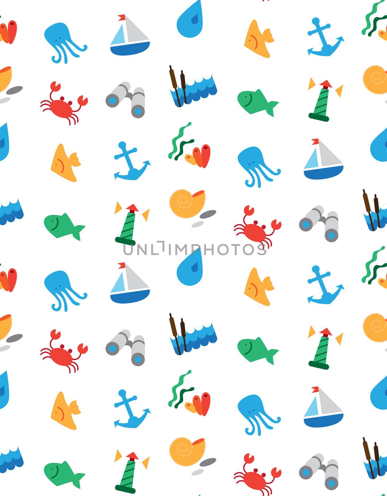 Isolated marine and fishing seamless pattern. Vector