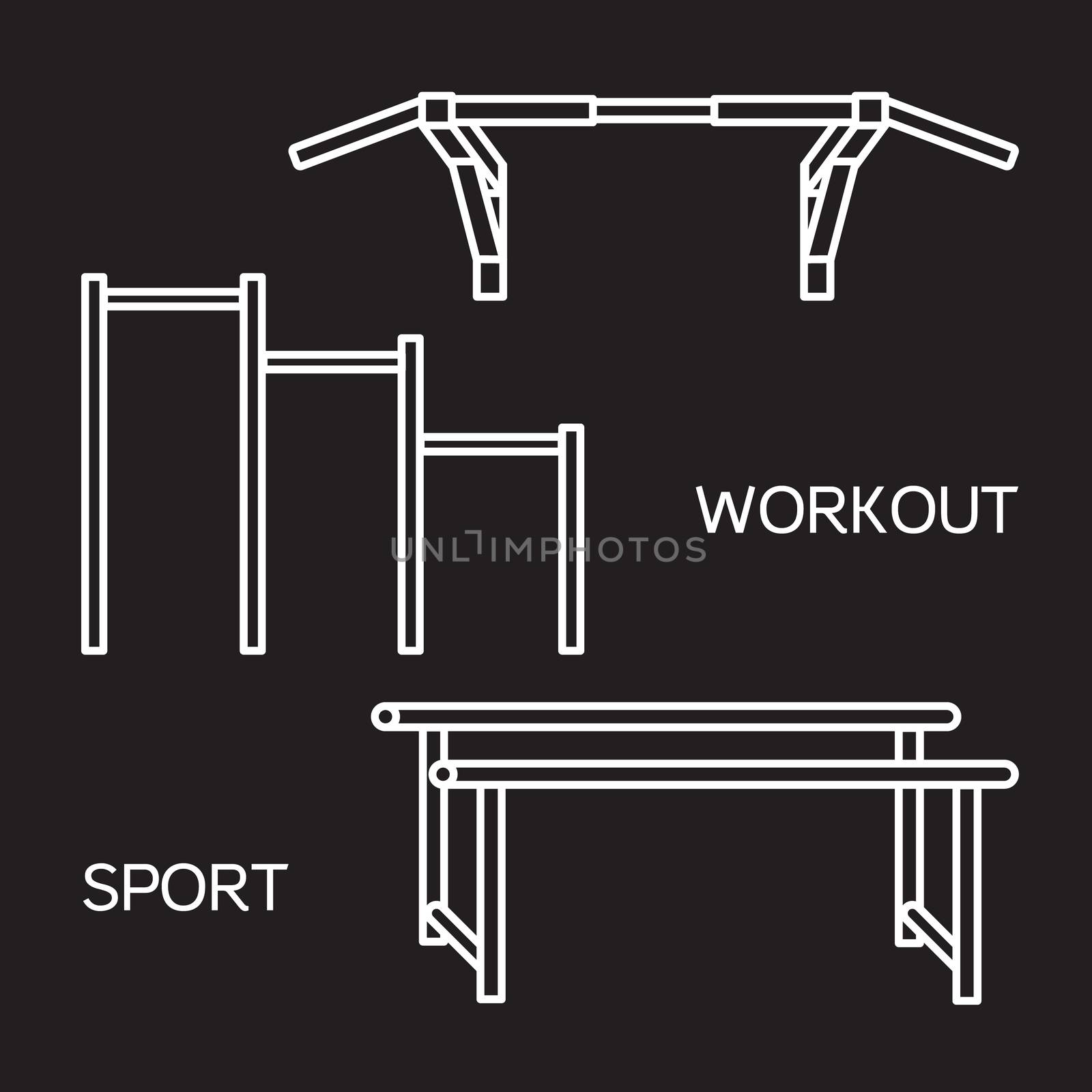 Sports equipment for street workout and pull-up bar. Vector