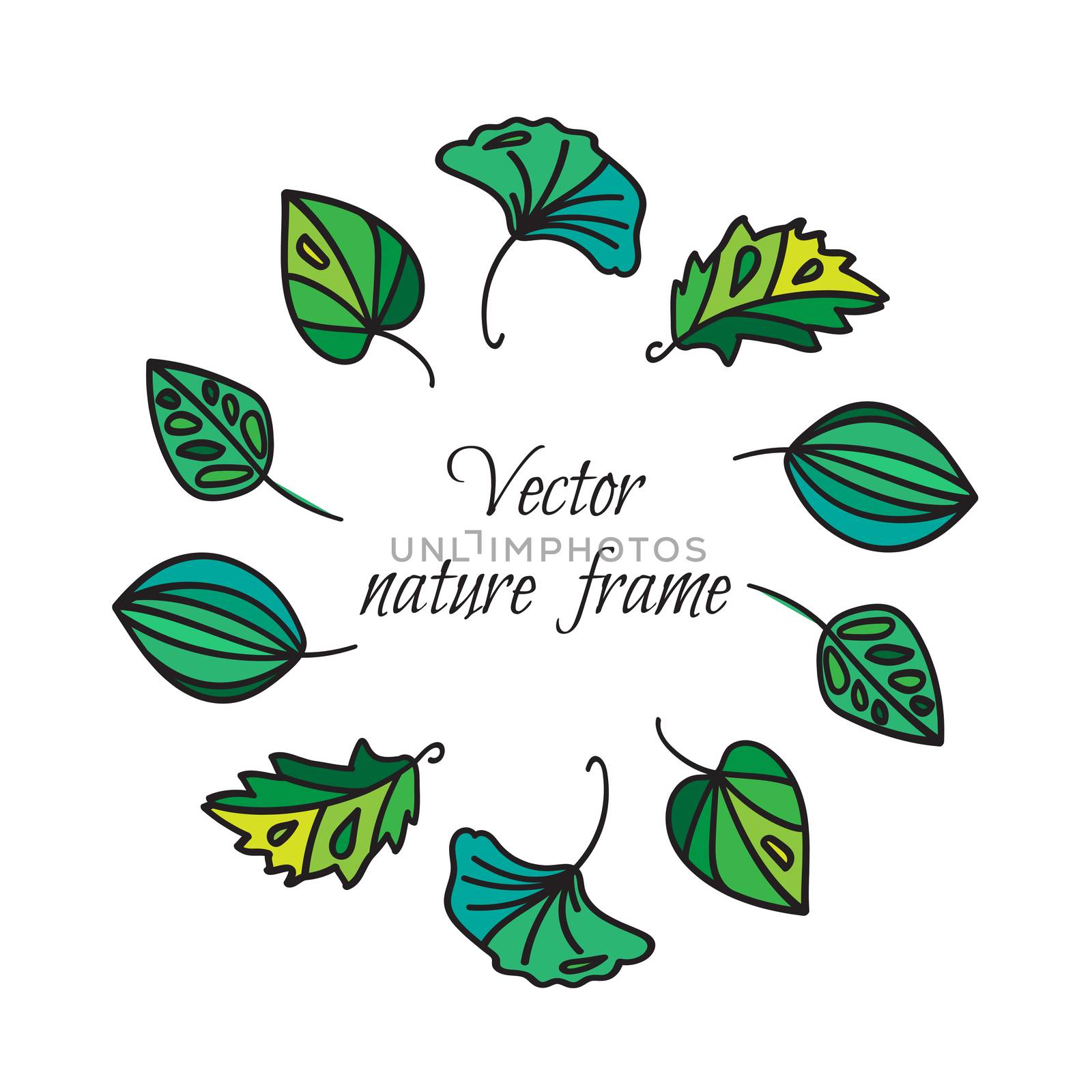 Vintage frame of leaves. Ecology and nature wreath. Vector