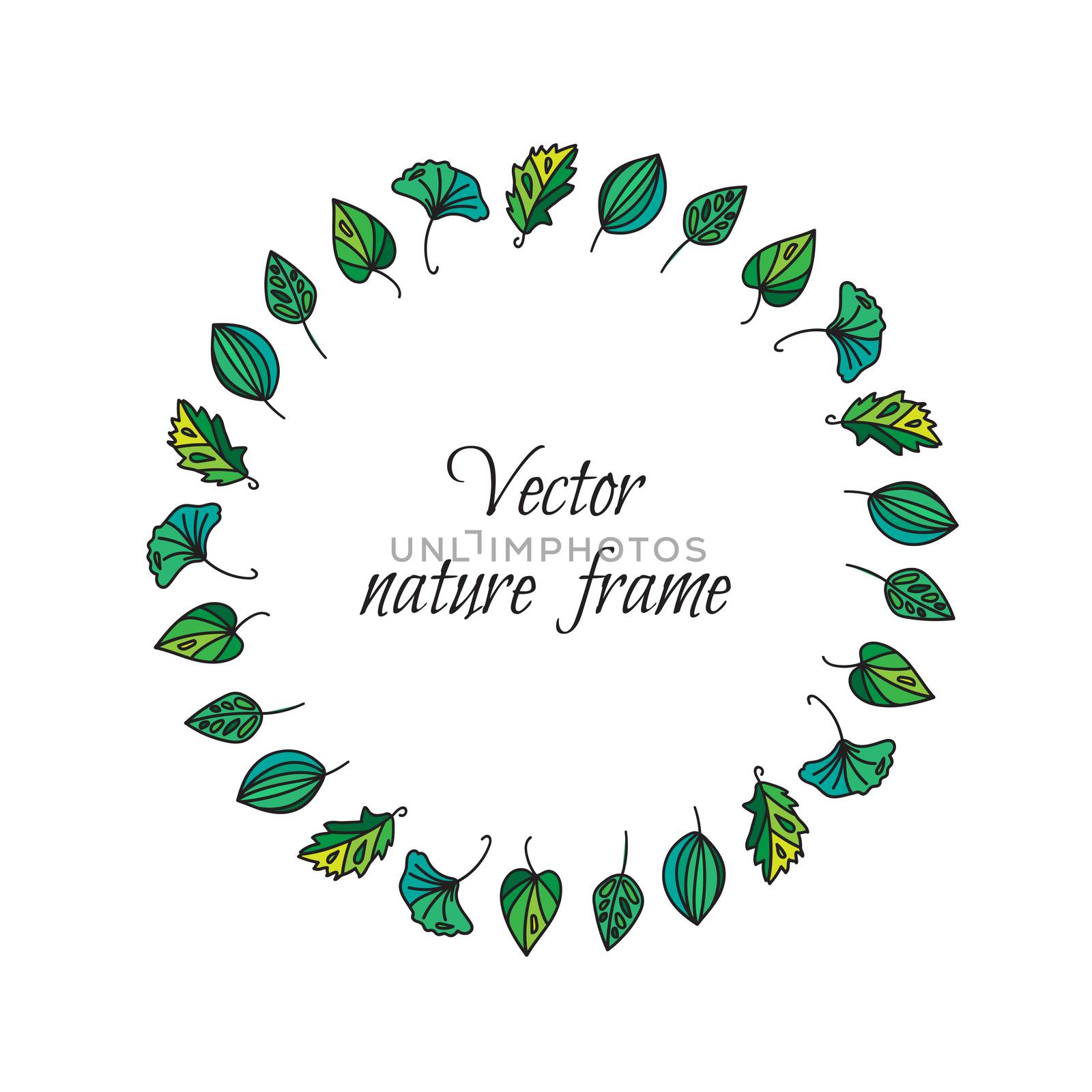 Vintage frame of leaves. Ecology and nature wreath. Vector