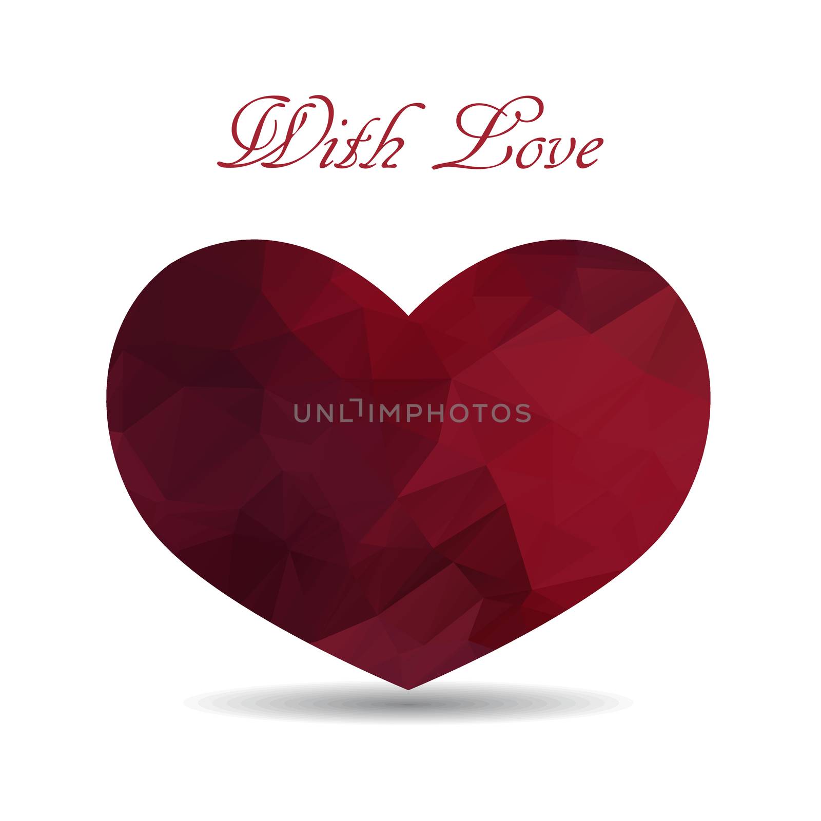 Triangle heart in vector, red love banner