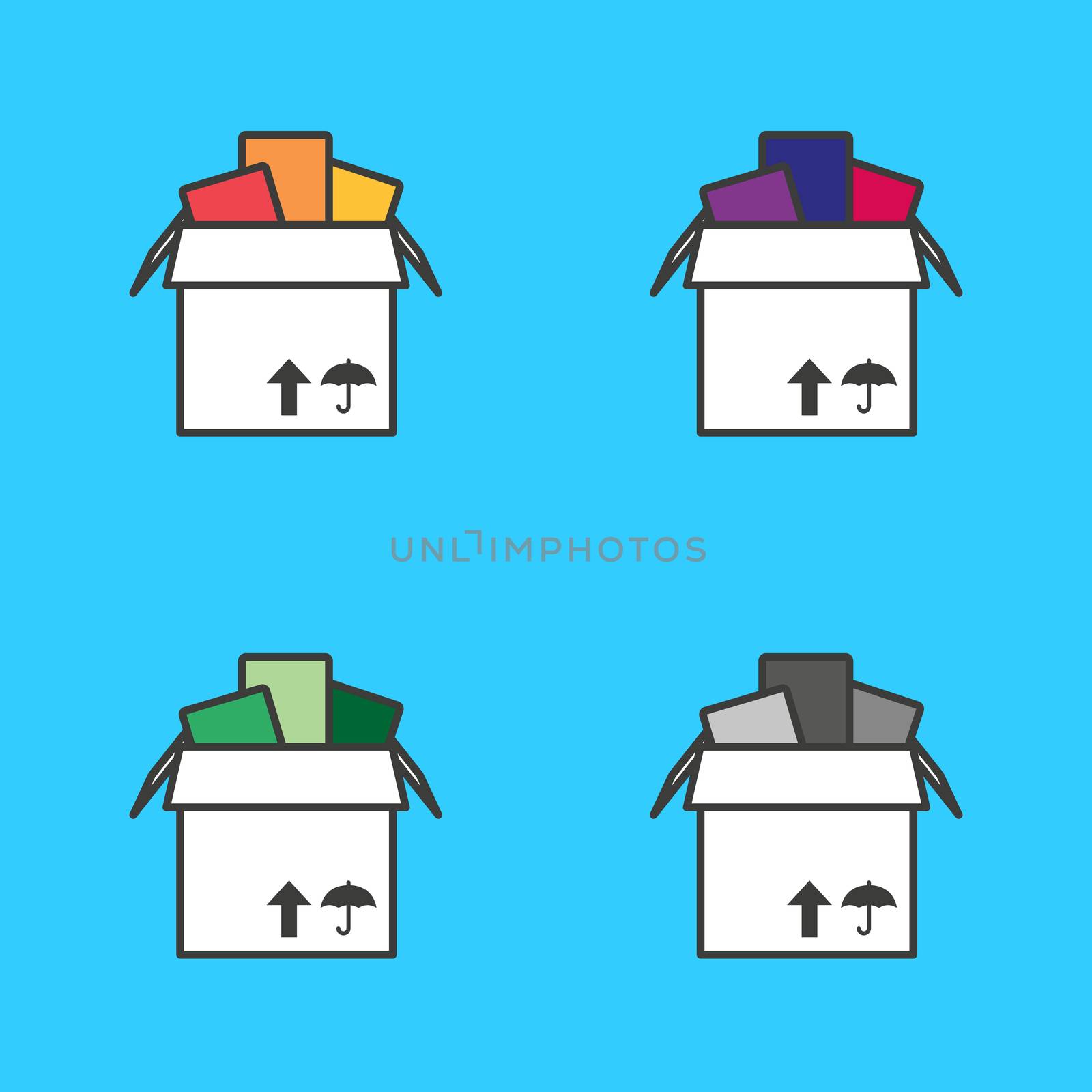 Full cardboard box for storage, shop Logo