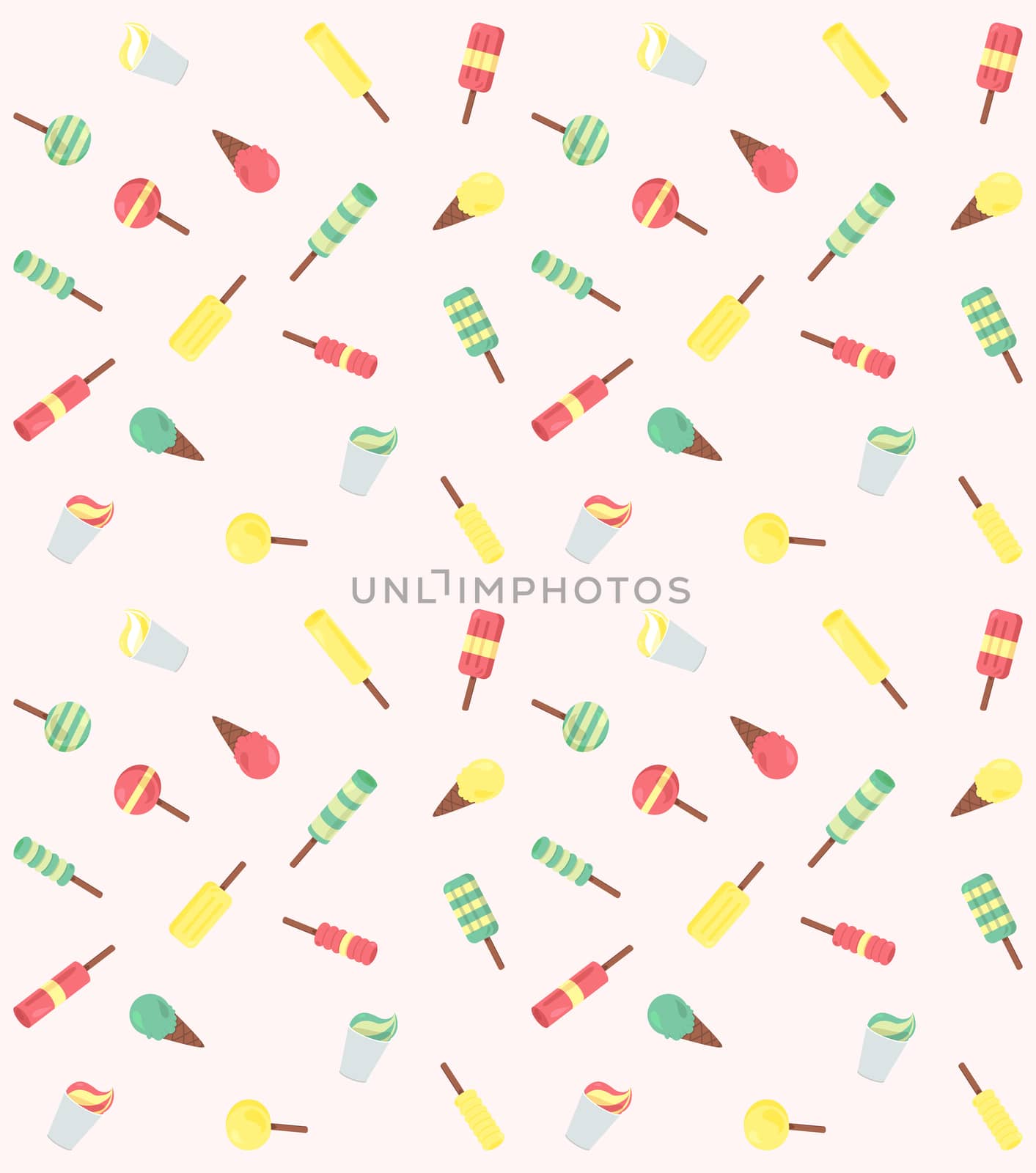 Vector seamless pattern from ice-creams with three color themes