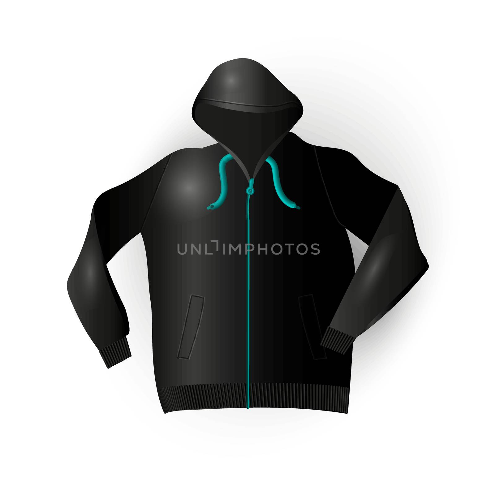 Black sport raincoat and comfortable clothing. Vector
