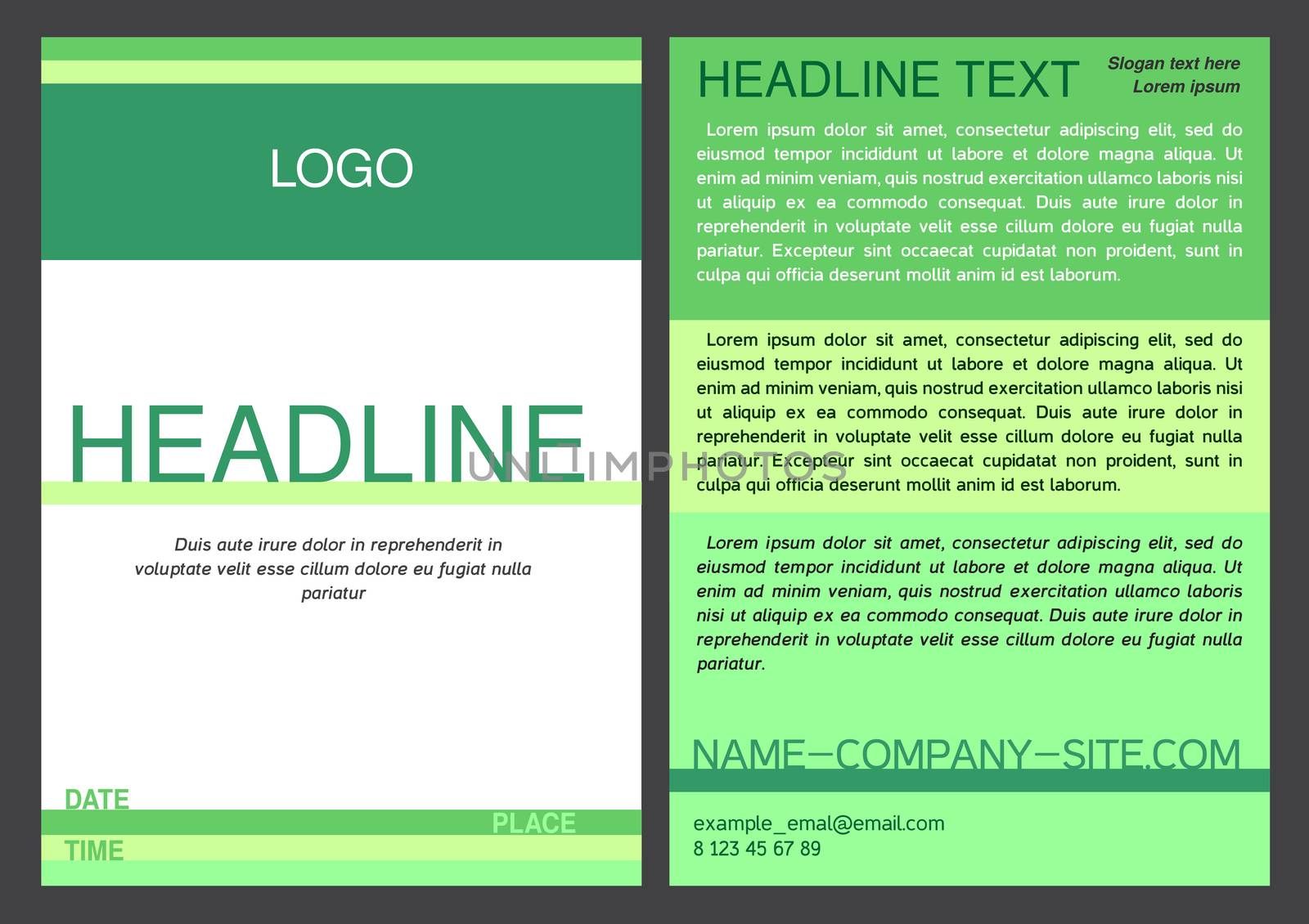 Brochure design template. Flyer with headline. Vector