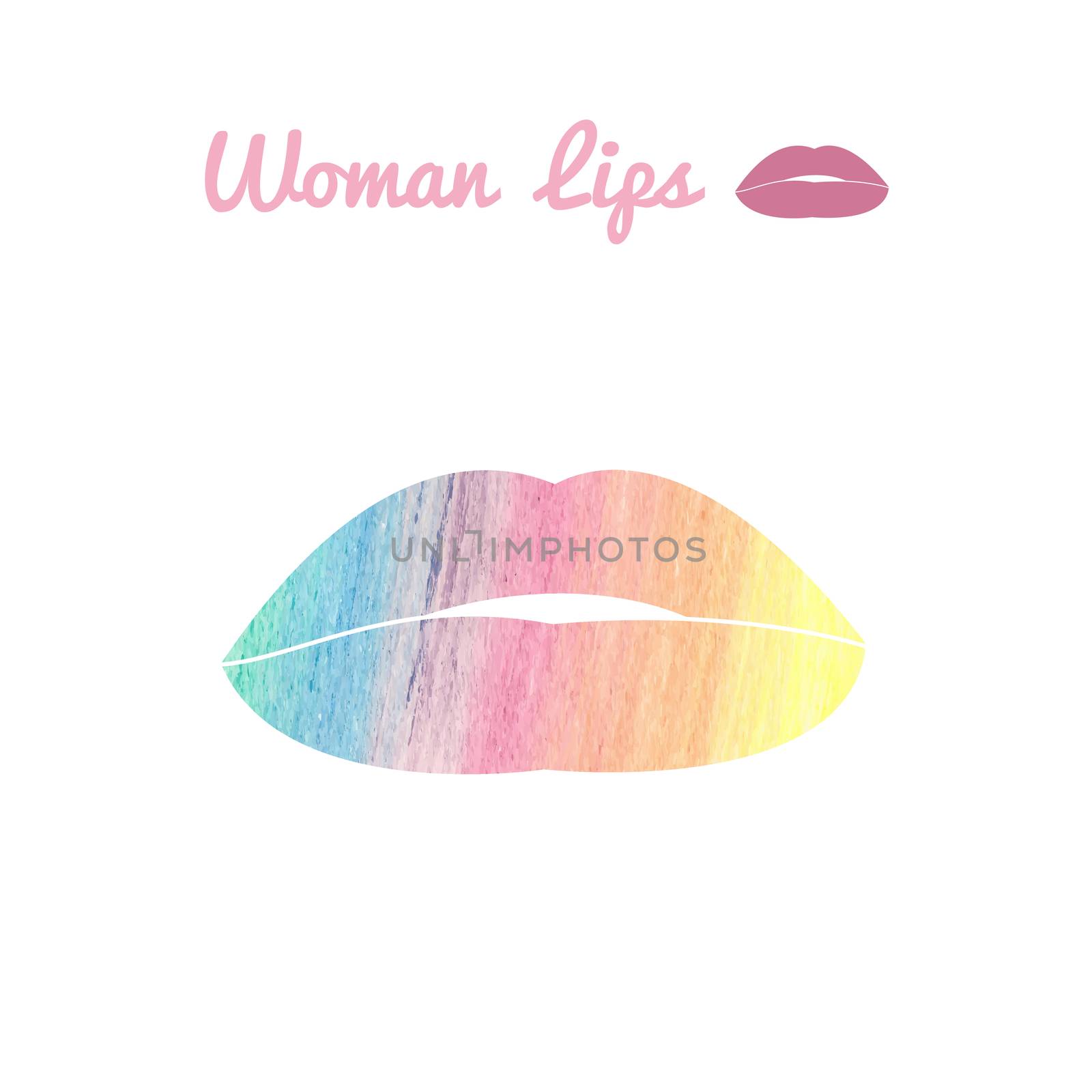 Vector lips logo or icon in eps by color pencils