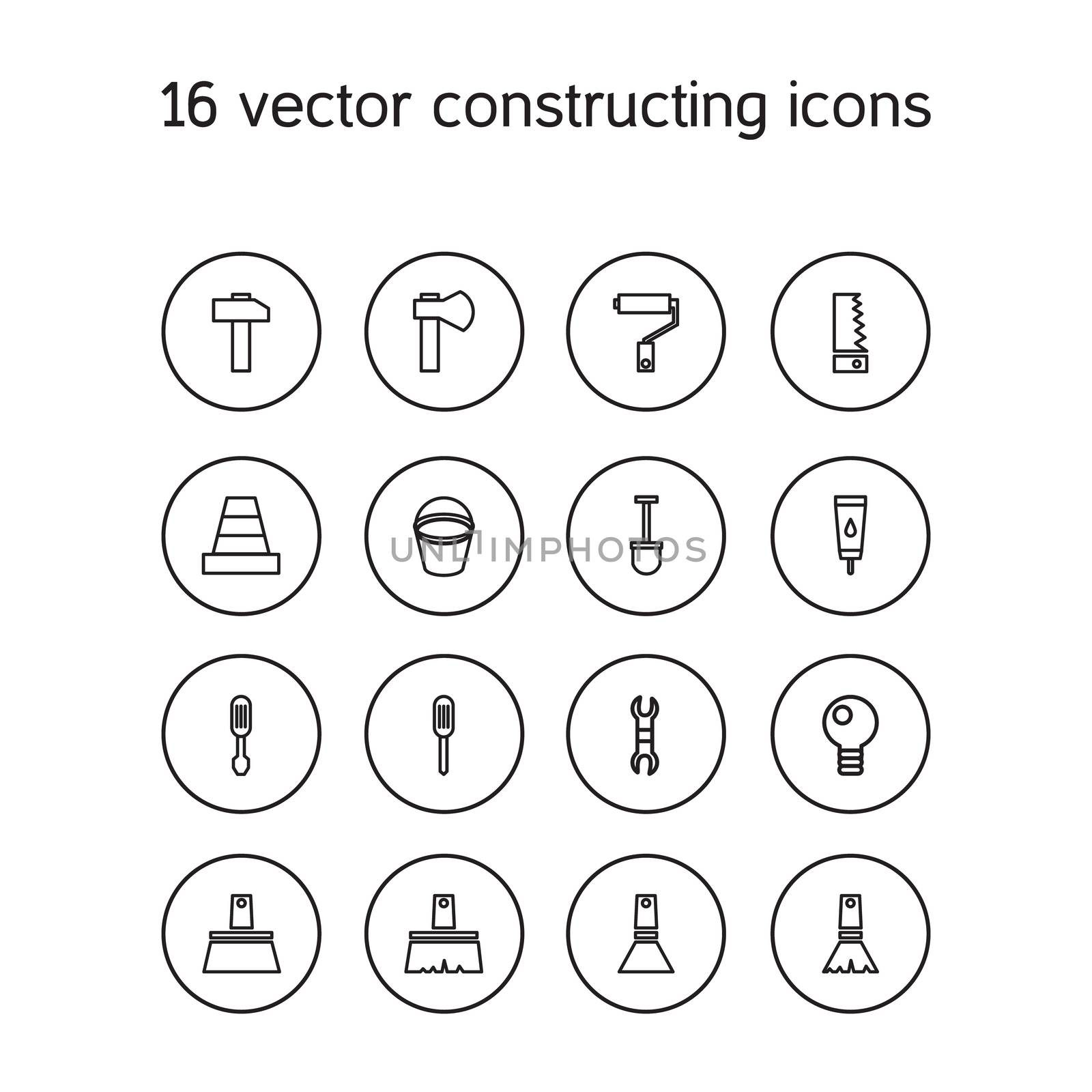 Constructing and building icons set. Repair symbols. Vector