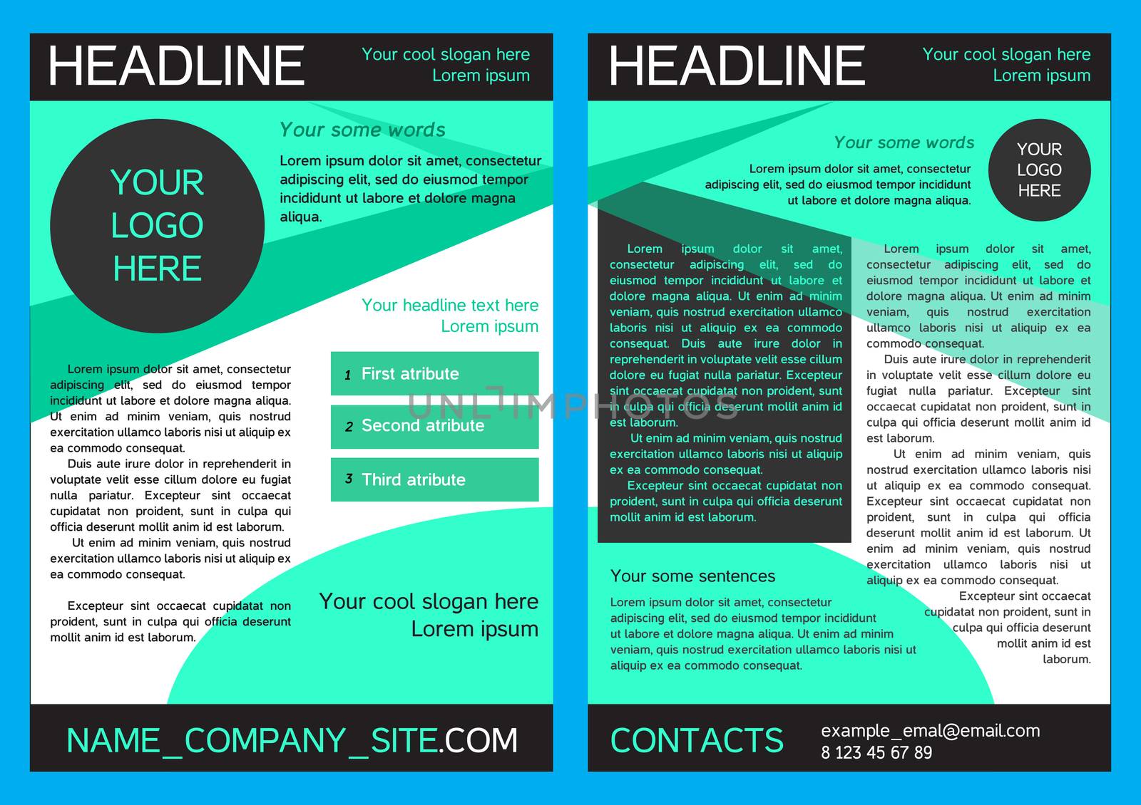 Brochure design template. Flyer with headline. Vector