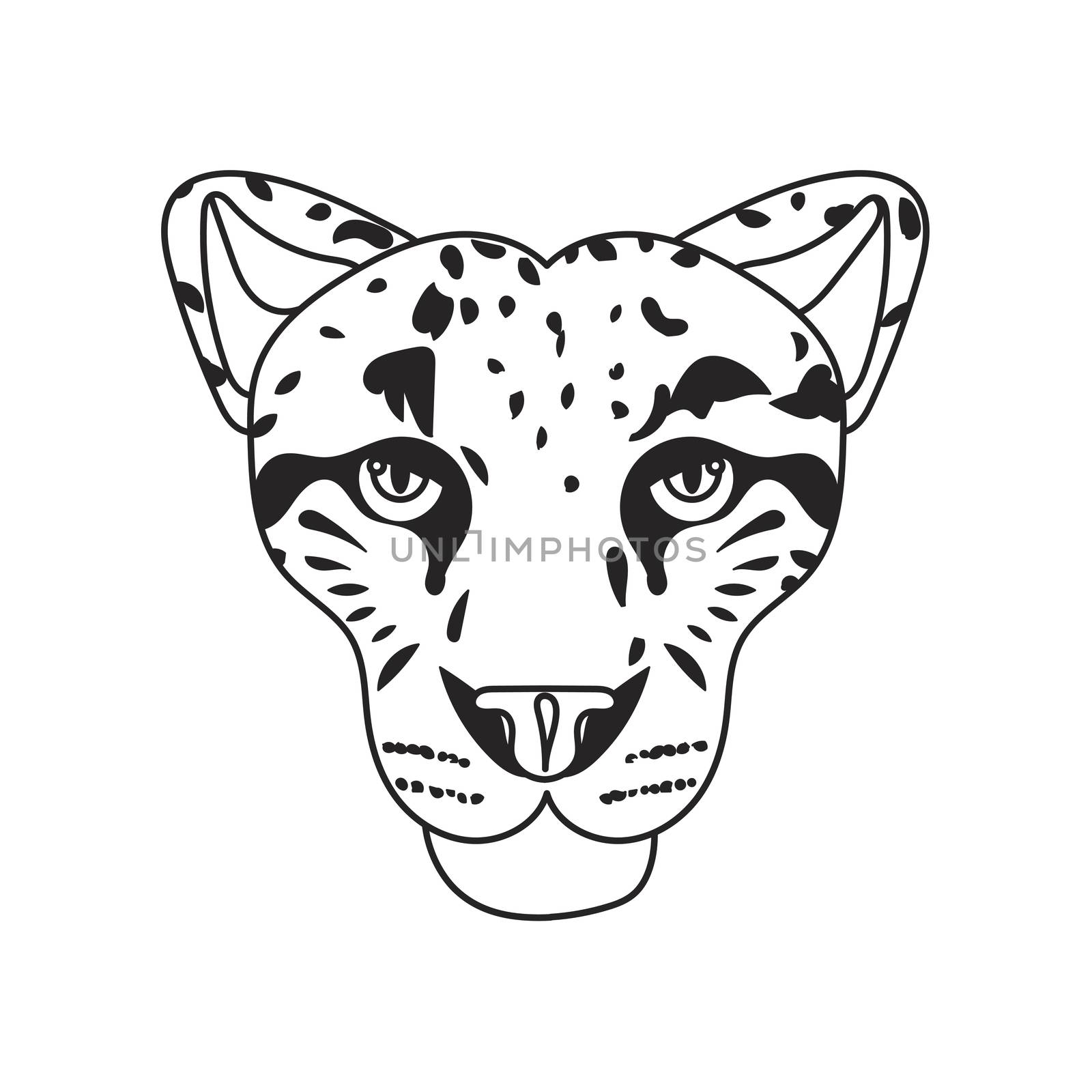 Wild cat face, snow bars head. Vector