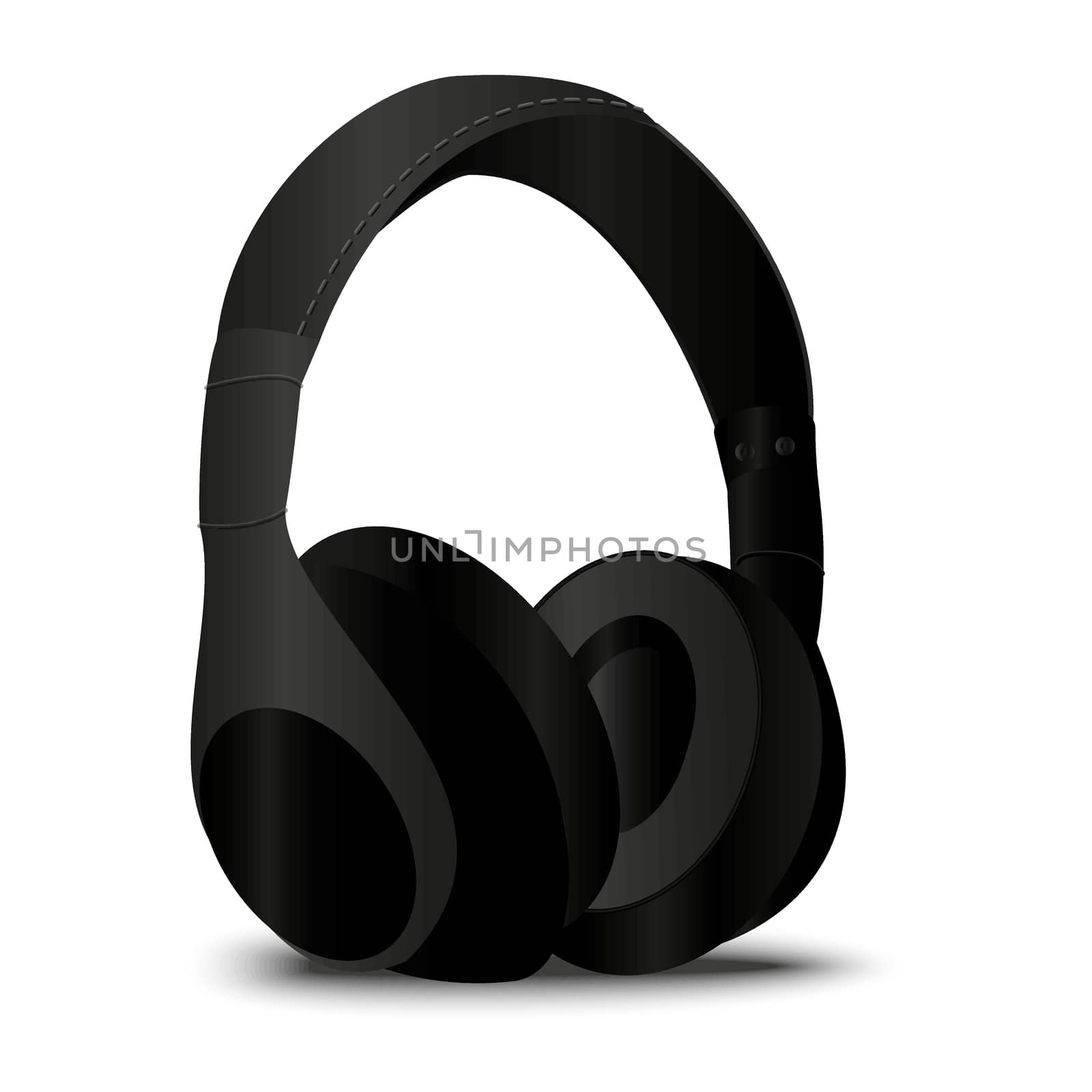 Stereo black Headphone in realistic style, music symbol