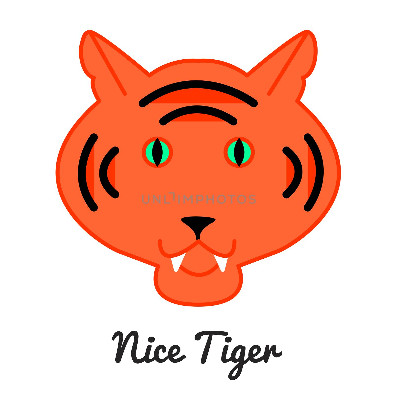 Tiger logo or icon, color illustration, wild cat. Vector