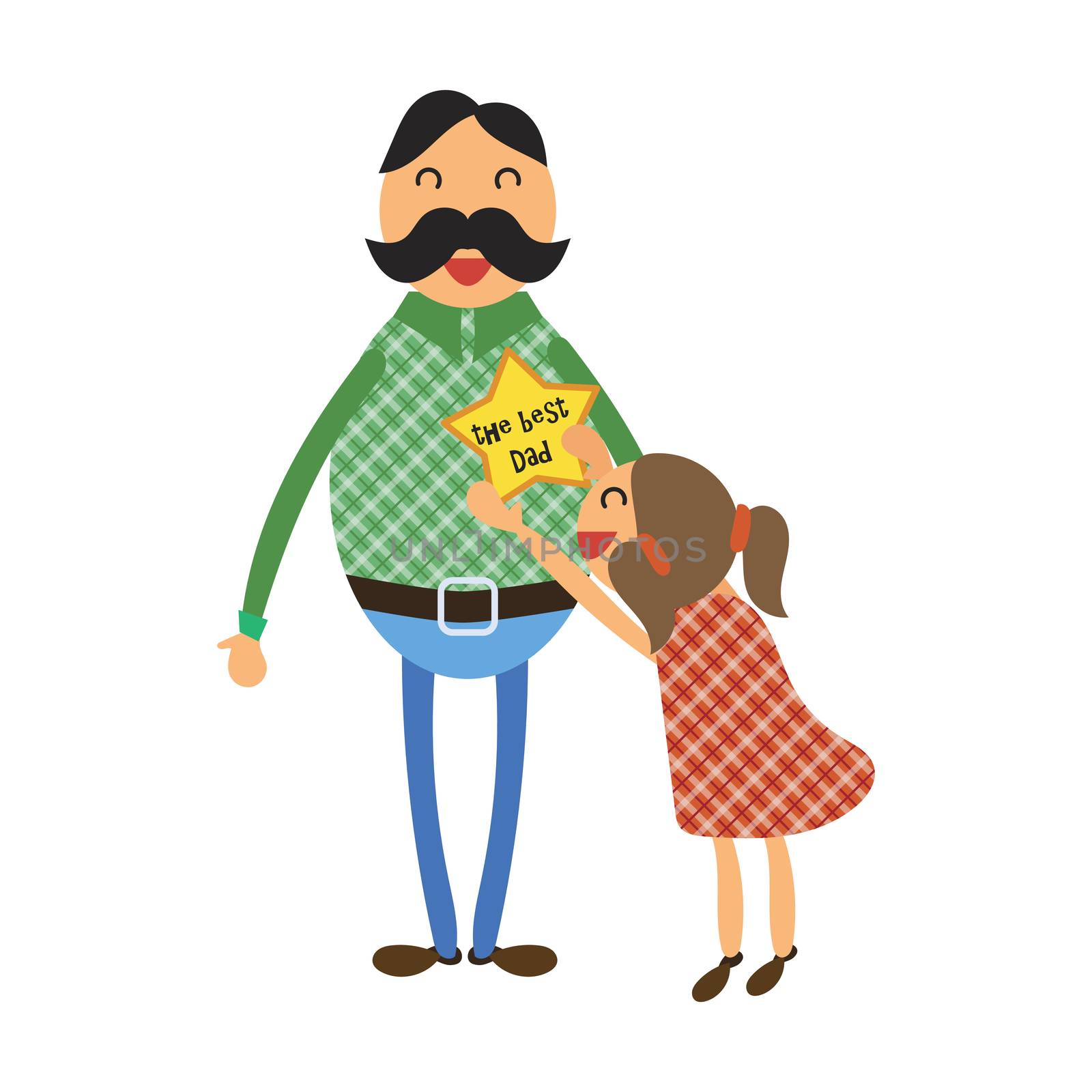 Happy Fathers Day concept with happy father and his daughter