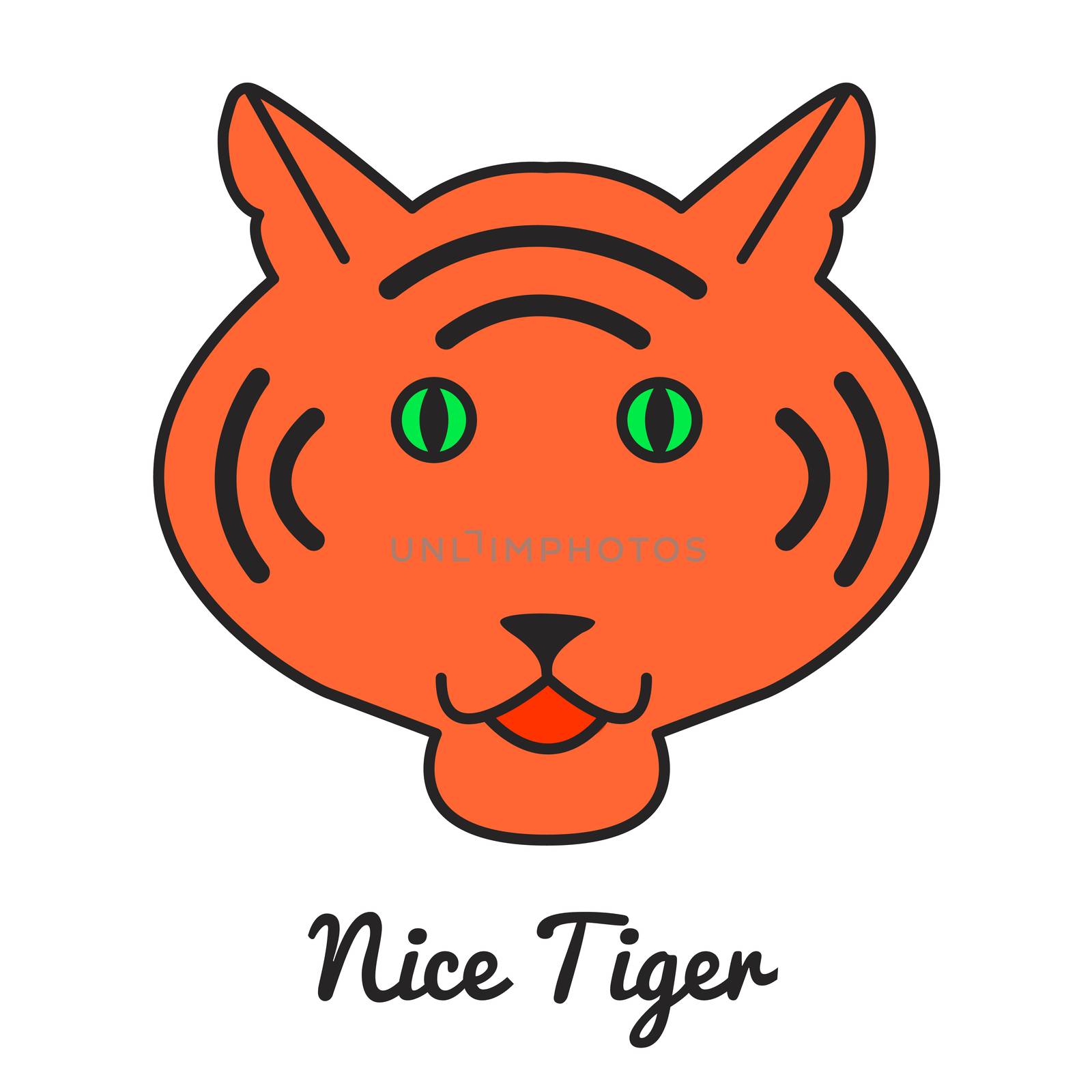 Tiger logo or icon, color illustration, wild cat. Vector