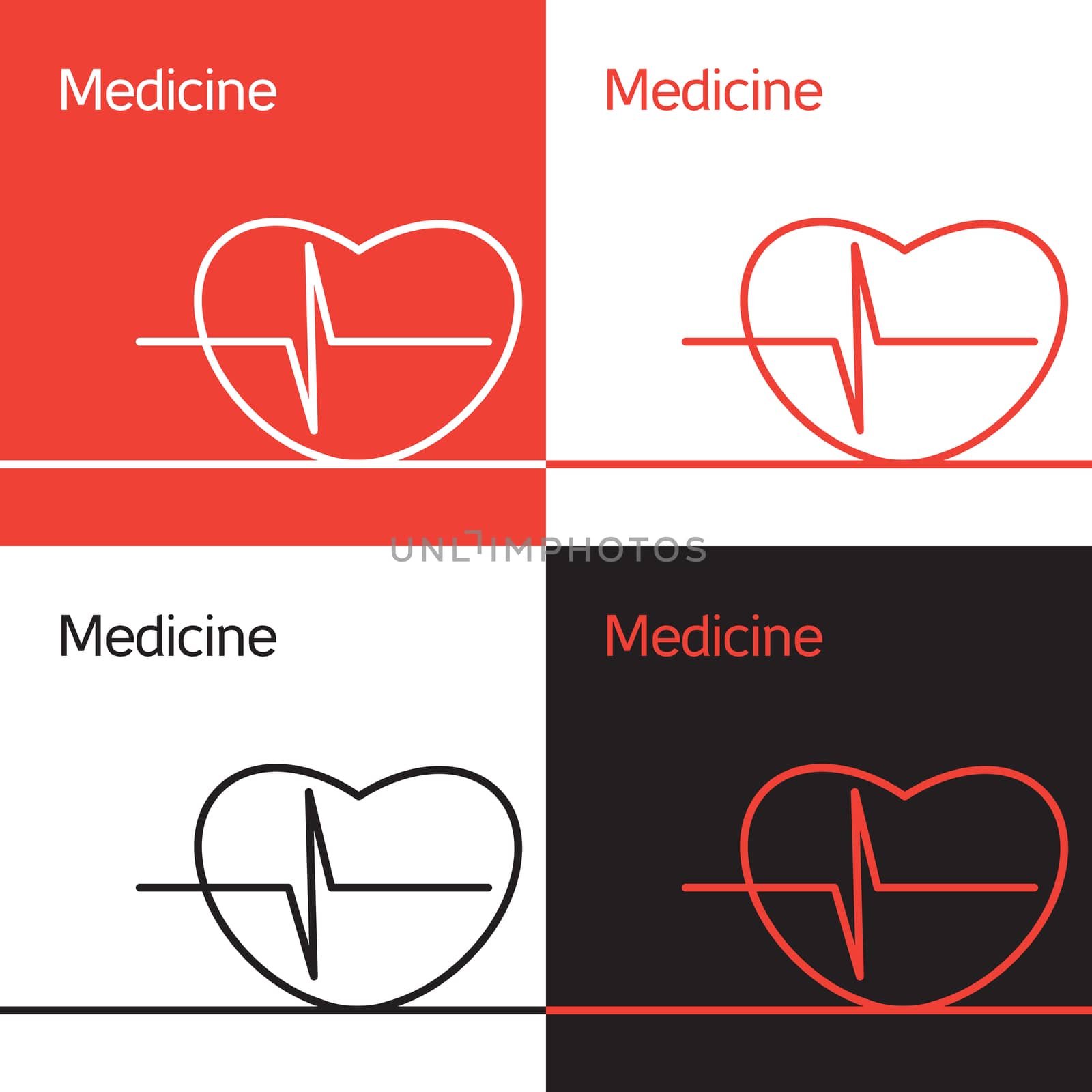 Medicine aid logo. Cardiac rhythm, heart and health icon. Vector