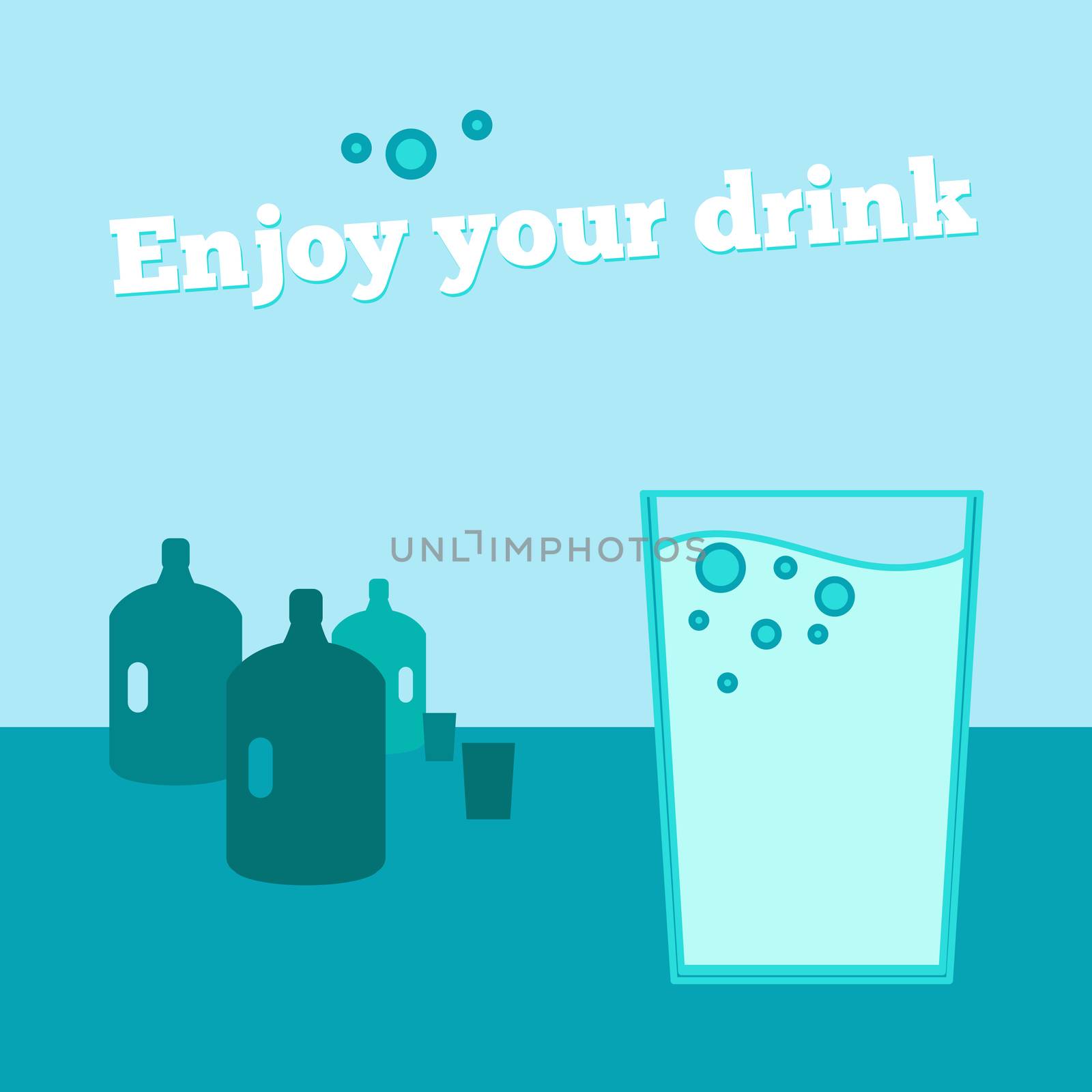 Vector poster, banner with glass of water, coolers, headline